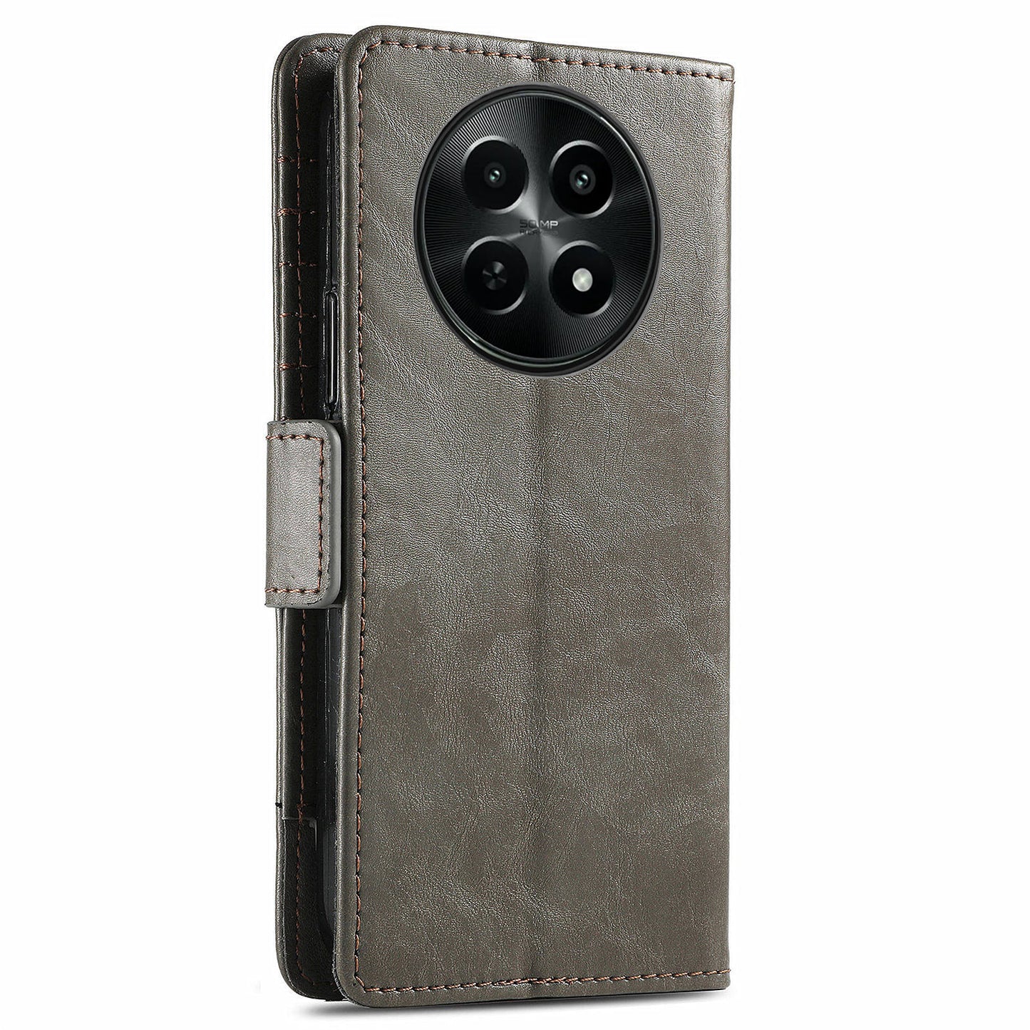 CASENEO 002 Series For Realme 12 Wallet Case Splicing Leather Phone Cases Wholesale - Grey