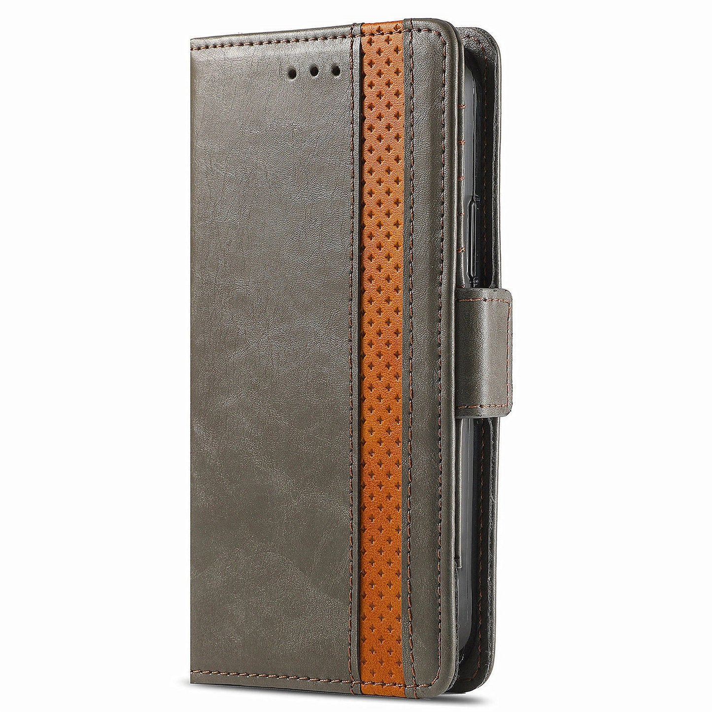CASENEO 002 Series For Motorola Moto G34 5G Phone Cases Wholesale Splicing Leather Wallet Cover - Grey