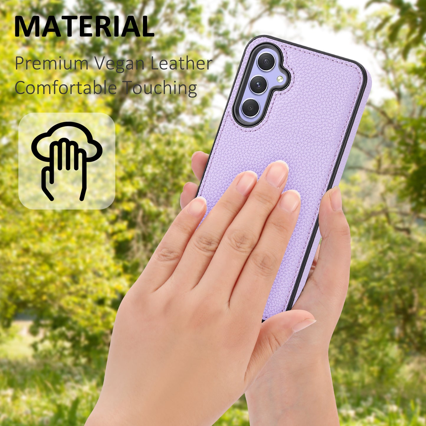 For Samsung Galaxy A35 5G Lychee Texture Phone Case Leather+TPU Anti-drop Cover - Purple