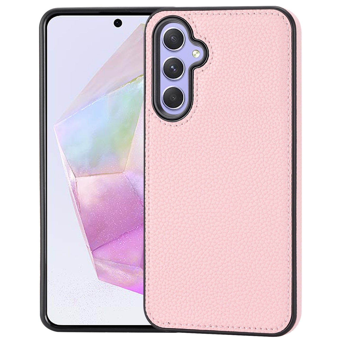 For Samsung Galaxy A35 5G Lychee Texture Phone Case Leather+TPU Anti-drop Cover - Pink