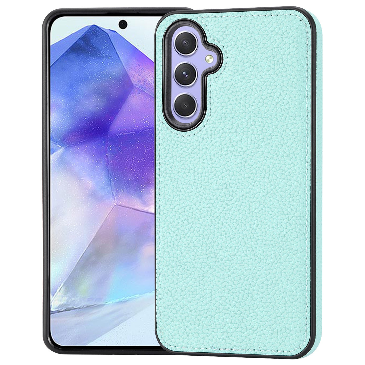 For Samsung Galaxy A55 5G Lychee Texture Phone Case Shockproof Leather+TPU Cover - Mint Green