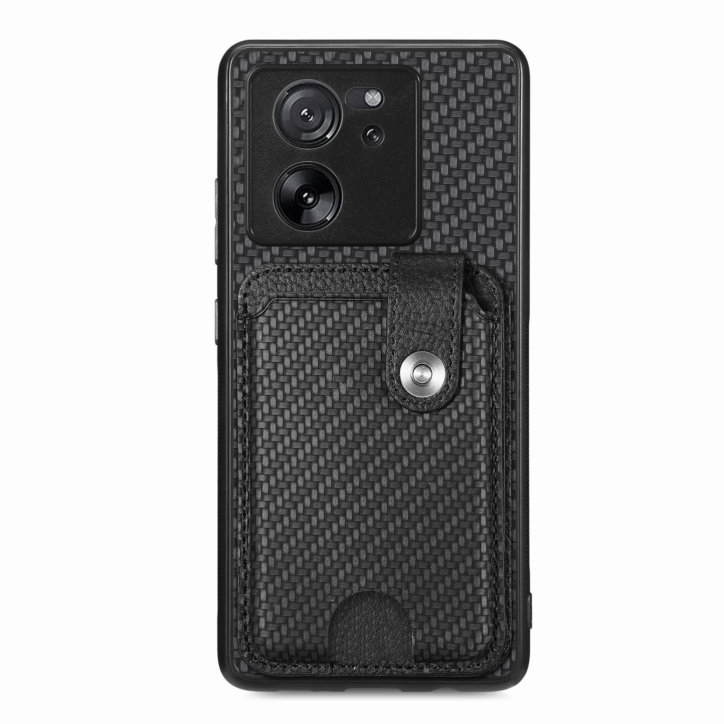 Style B C1-06 For Xiaomi 13T /  13T Pro / Redmi K60 Ultra Case PU+TPU Carbon Fiber Texture Card Holder Phone Cover - Black