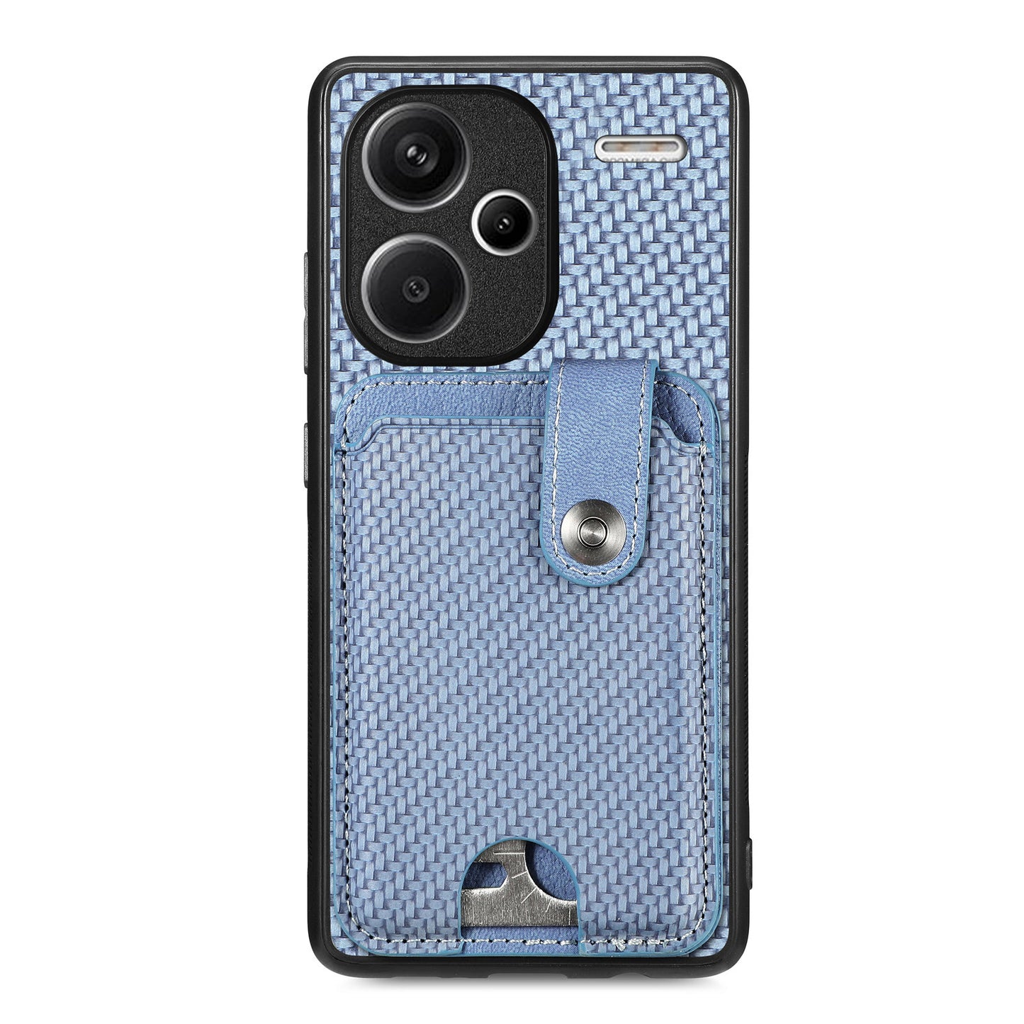 C1-06 For Xiaomi Redmi Note 13 Pro+ 5G Case Carbon Fiber Texture Phone Back Cover with Card Knife Tool - Blue