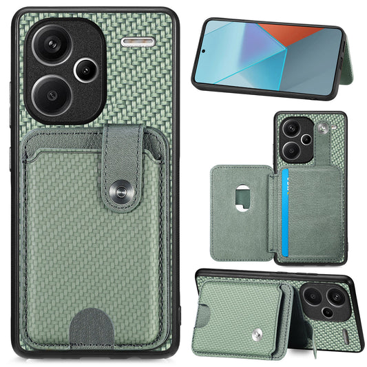C1-06 For Xiaomi Redmi Note 13 Pro+ 5G Case Carbon Fiber Texture Phone Back Cover with Card Knife Tool - Green