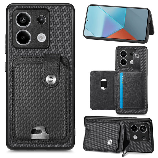C1-06 For Xiaomi Redmi Note 13 Pro 5G / Poco X6 5G Case Leather+TPU+PC Phone Cover with Card Knife Tool - Black