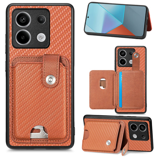 C1-06 For Xiaomi Redmi Note 13 Pro 5G / Poco X6 5G Case Leather+TPU+PC Phone Cover with Card Knife Tool - Brown