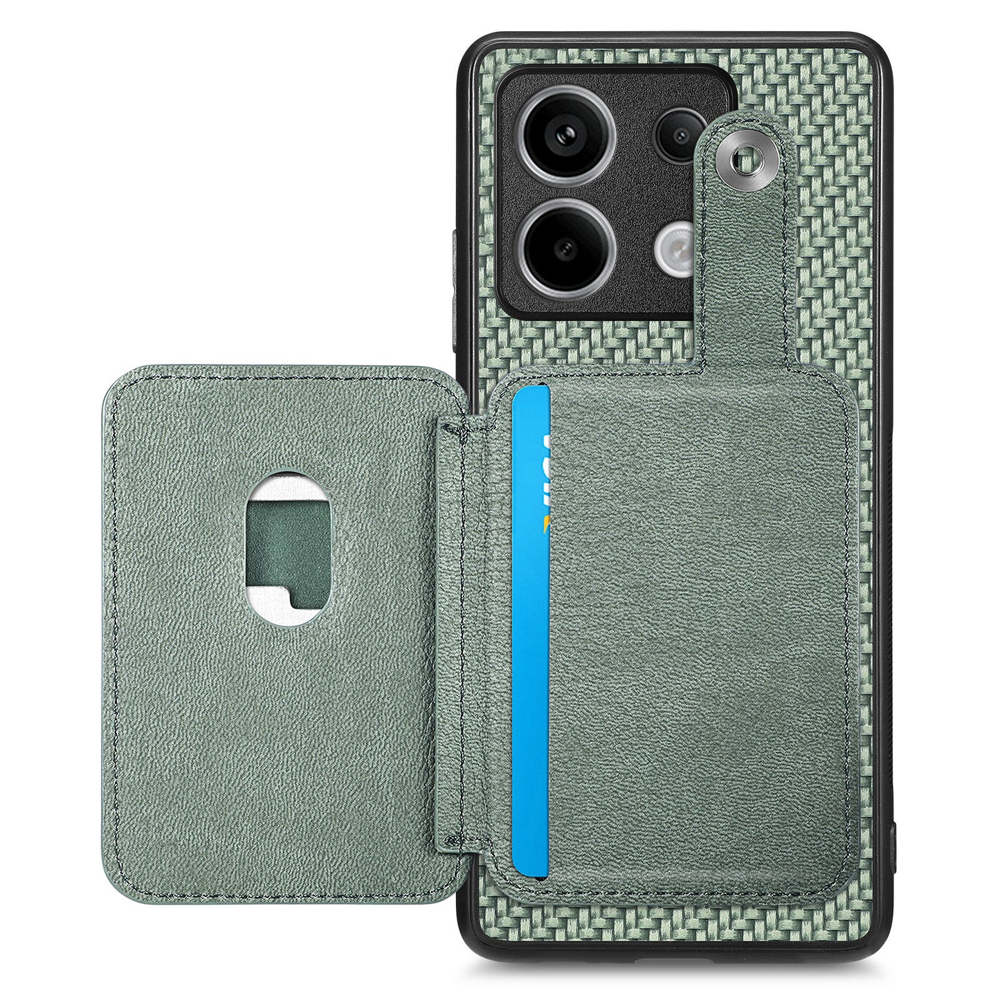 C1-06 For Xiaomi Redmi Note 13 Pro 5G / Poco X6 5G Case Leather+TPU+PC Phone Cover with Card Knife Tool - Green