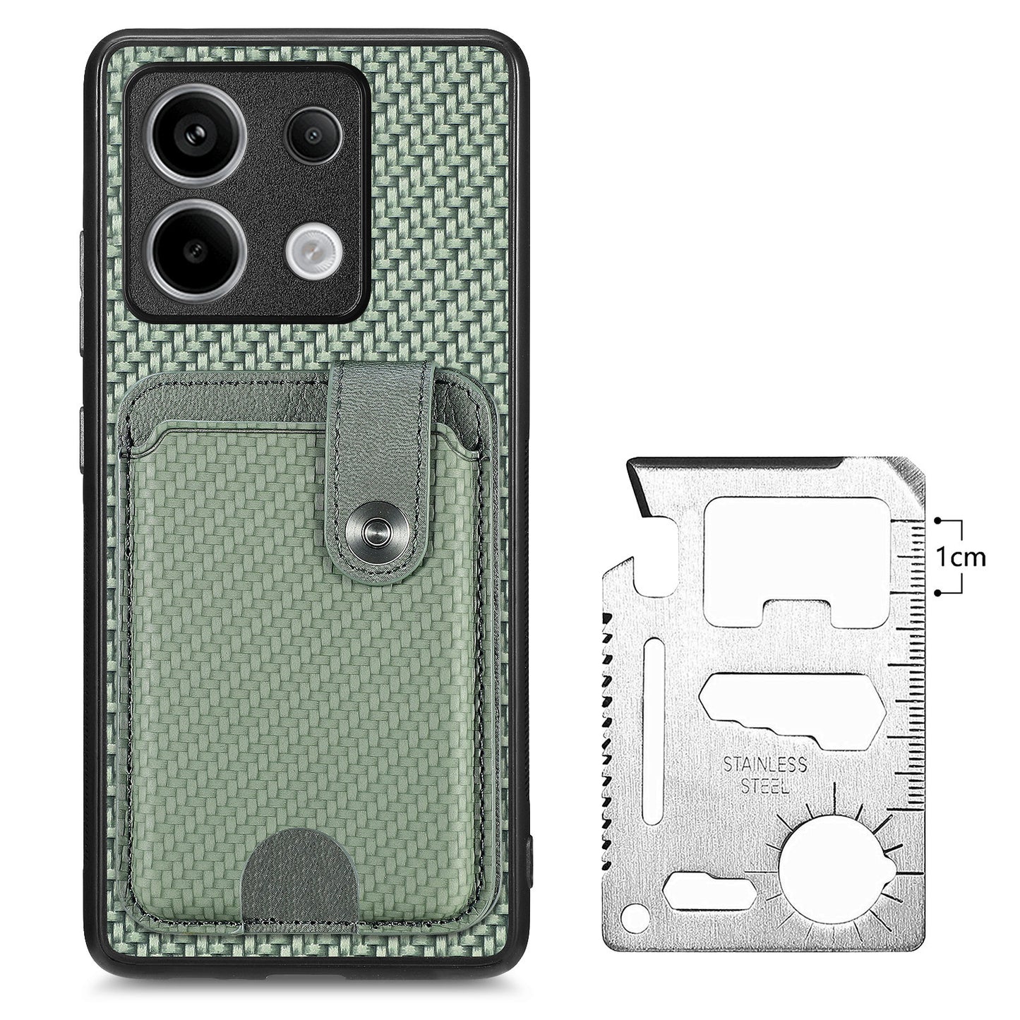 C1-06 For Xiaomi Redmi Note 13 Pro 5G / Poco X6 5G Case Leather+TPU+PC Phone Cover with Card Knife Tool - Green