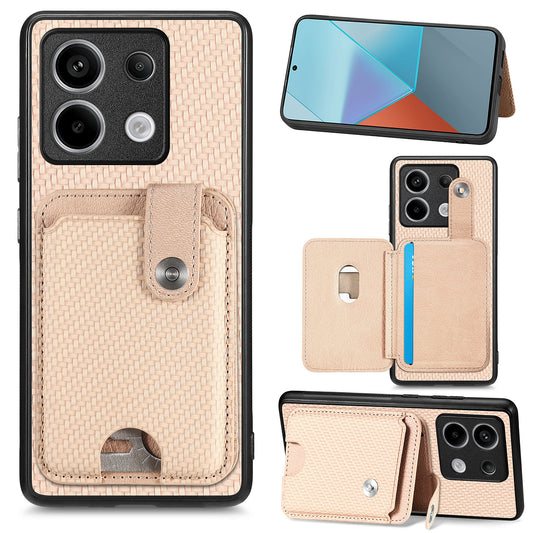 C1-06 For Xiaomi Redmi Note 13 Pro 5G / Poco X6 5G Case Leather+TPU+PC Phone Cover with Card Knife Tool - Khaki