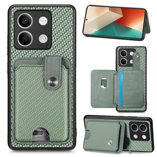 C1-06 For Xiaomi Redmi Note 13 4G Case Leather Coated Anti-drop Phone Cover with Card Knife Tool - Green