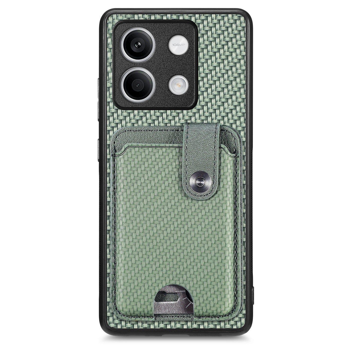 C1-06 For Xiaomi Redmi Note 13 4G Case Leather Coated Anti-drop Phone Cover with Card Knife Tool - Green