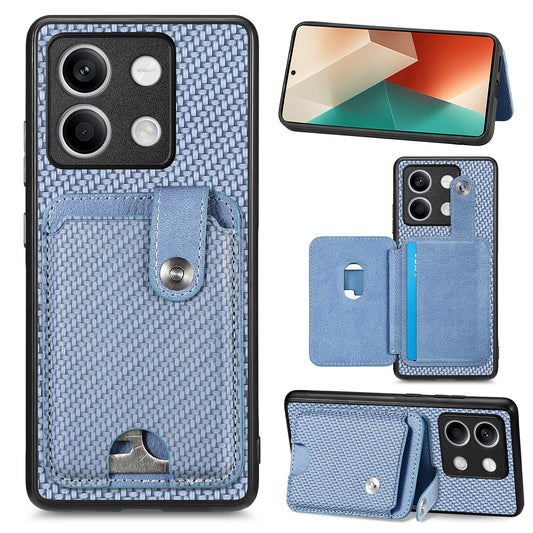 C1-06 For Xiaomi Redmi Note 13 5G Phone Case Carbon Fiber Texture Protection Cover with Card Knife Tool - Blue