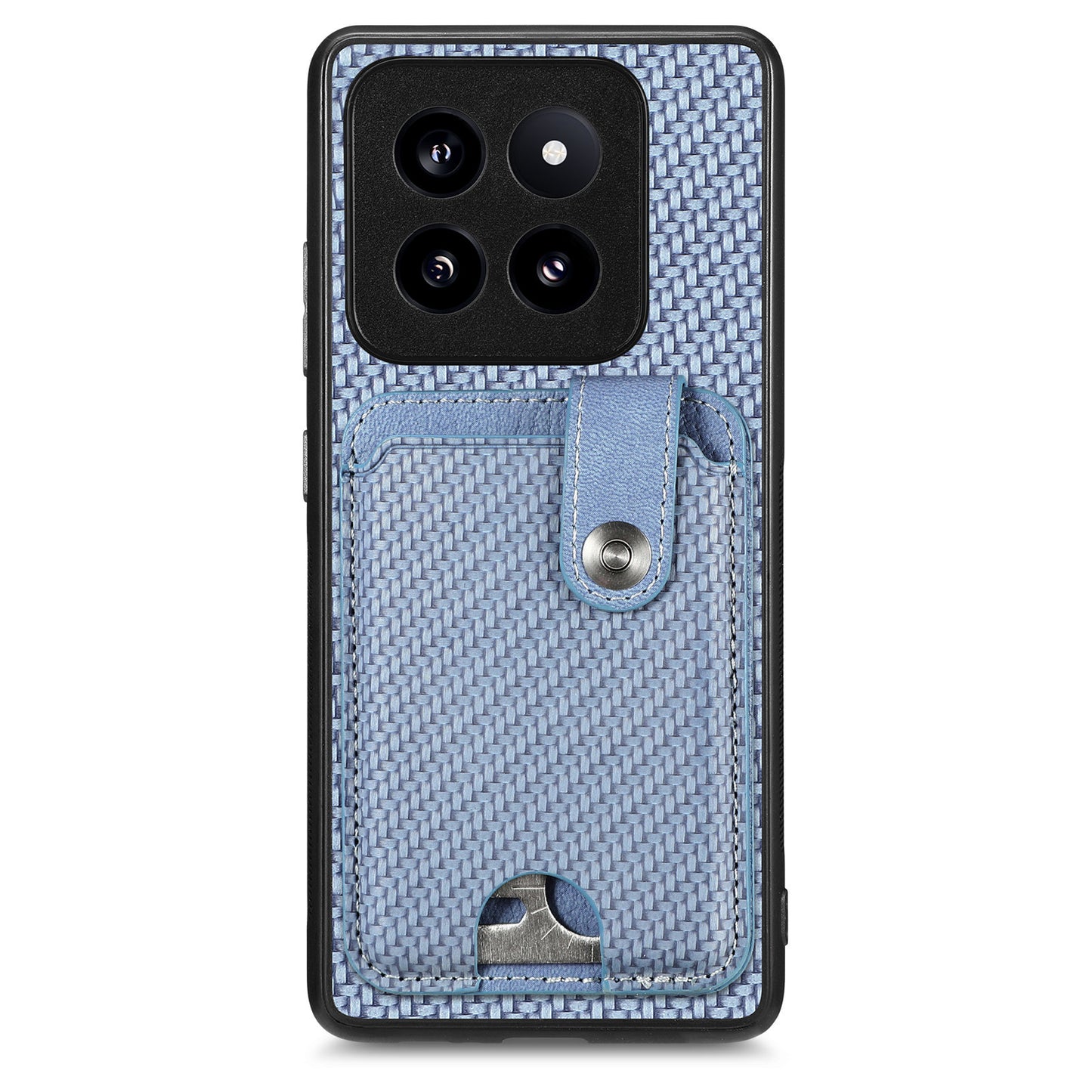C1-06 For Xiaomi 14 Pro Case Kickstand Card Holder Phone Back Cover with Card Knife Tool - Blue