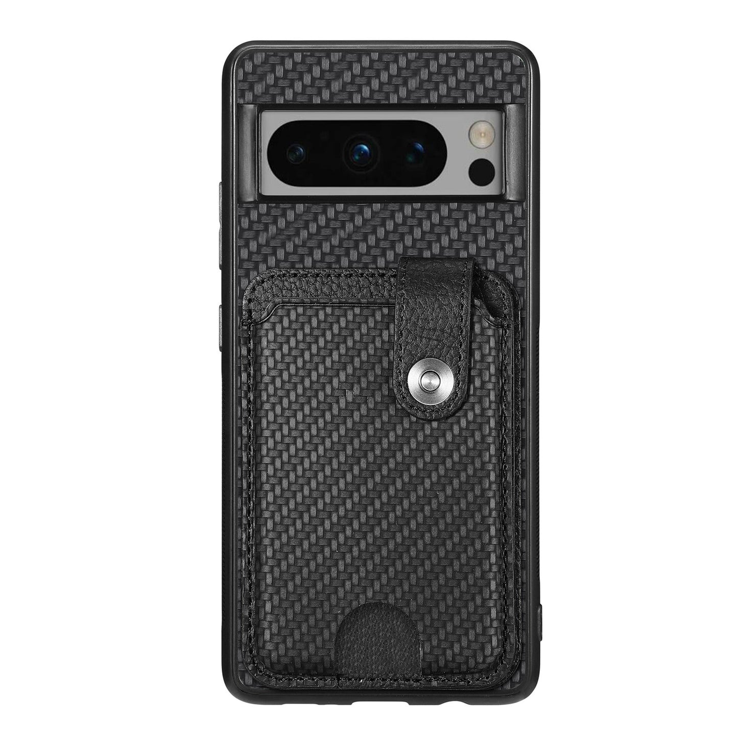 C1-06 For Google Pixel 8 Pro Case Leather+TPU+PC Card Holder Phone Cover with Card Knife Tool - Black