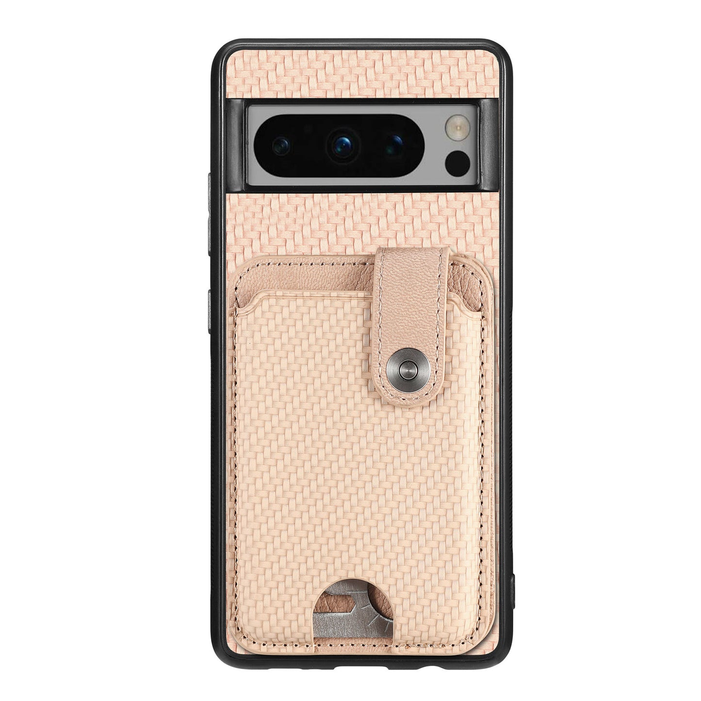 C1-06 For Google Pixel 8 Pro Case Leather+TPU+PC Card Holder Phone Cover with Card Knife Tool - Khaki