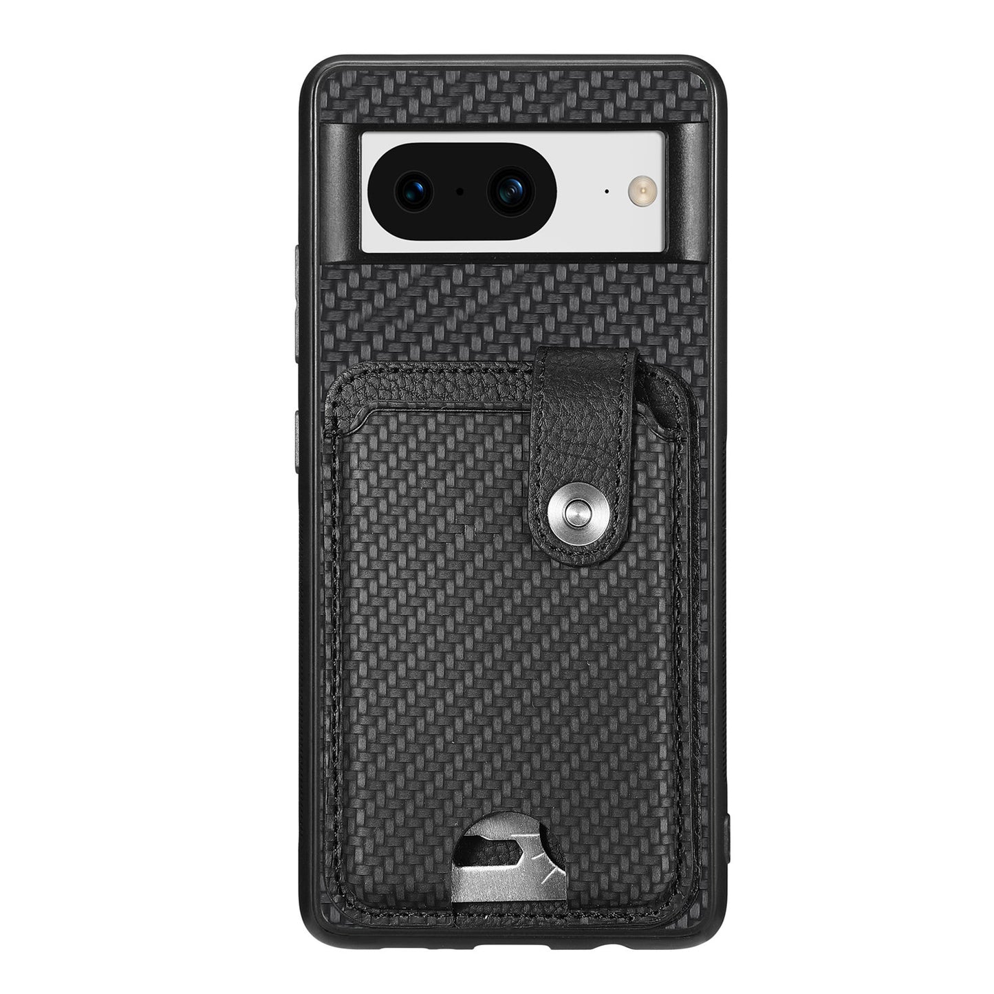 C1-06 For Google Pixel 8 Cell Phone Case Kickstand Card Holder Anti-scratch Cover with Card Knife Tool - Black