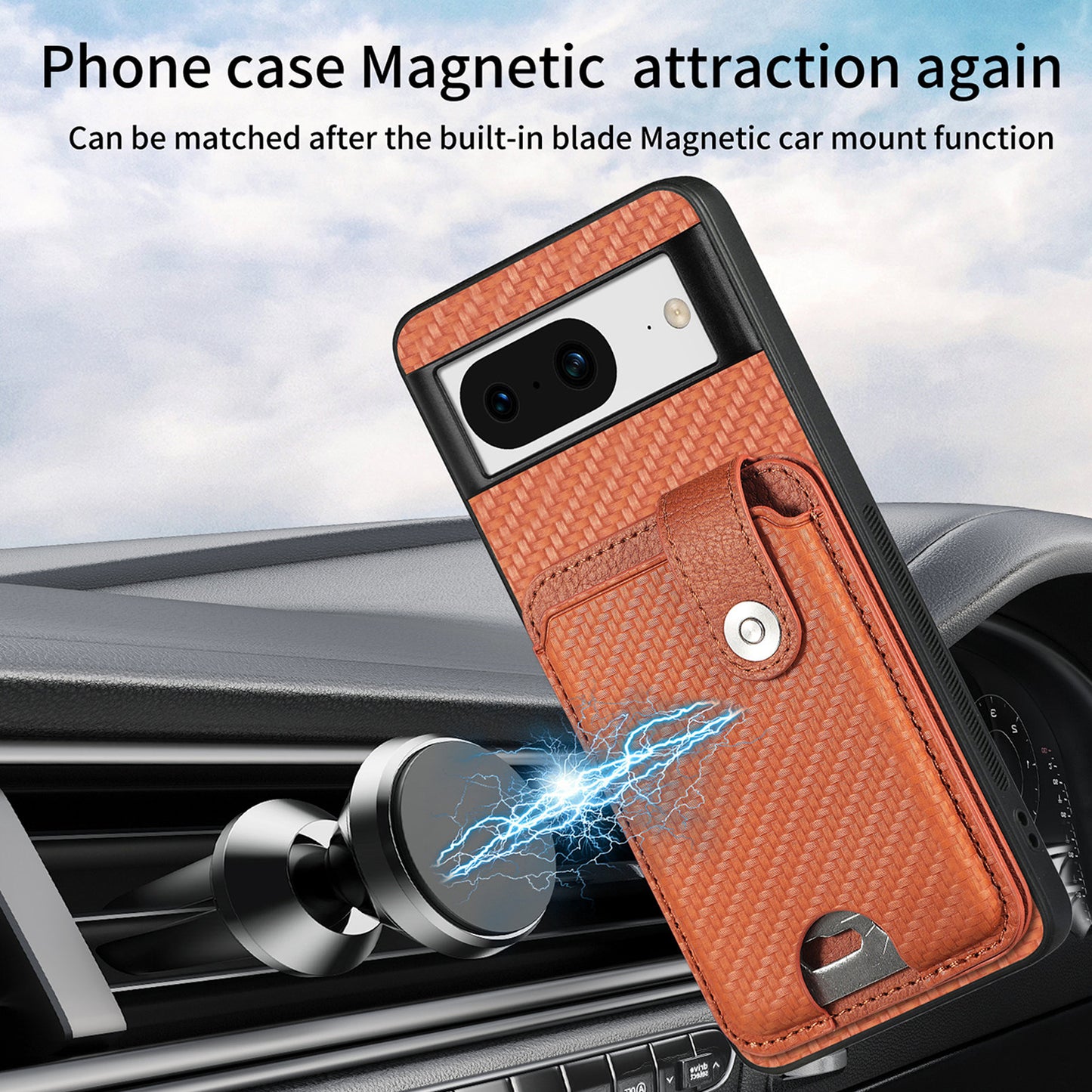 C1-06 For Google Pixel 8 Cell Phone Case Kickstand Card Holder Anti-scratch Cover with Card Knife Tool - Black