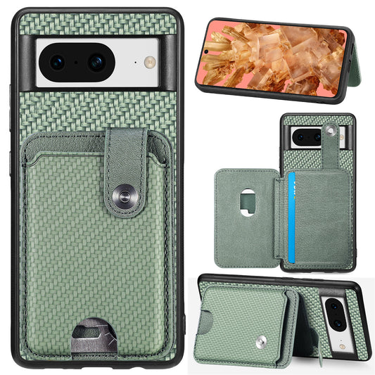 C1-06 For Google Pixel 8 Cell Phone Case Kickstand Card Holder Anti-scratch Cover with Card Knife Tool - Green