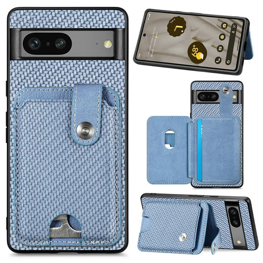 C1-06 For Google Pixel 7a Case Card Holder Drop-proof Phone Cover with Card Knife Tool - Blue