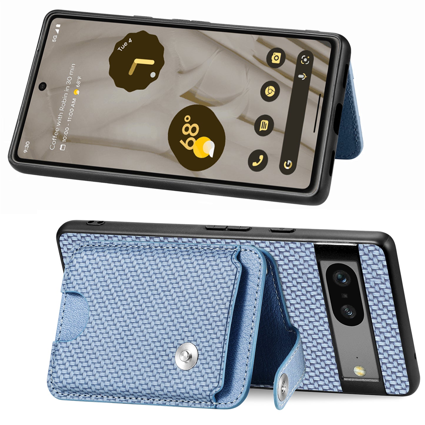 C1-06 For Google Pixel 7a Case Card Holder Drop-proof Phone Cover with Card Knife Tool - Black