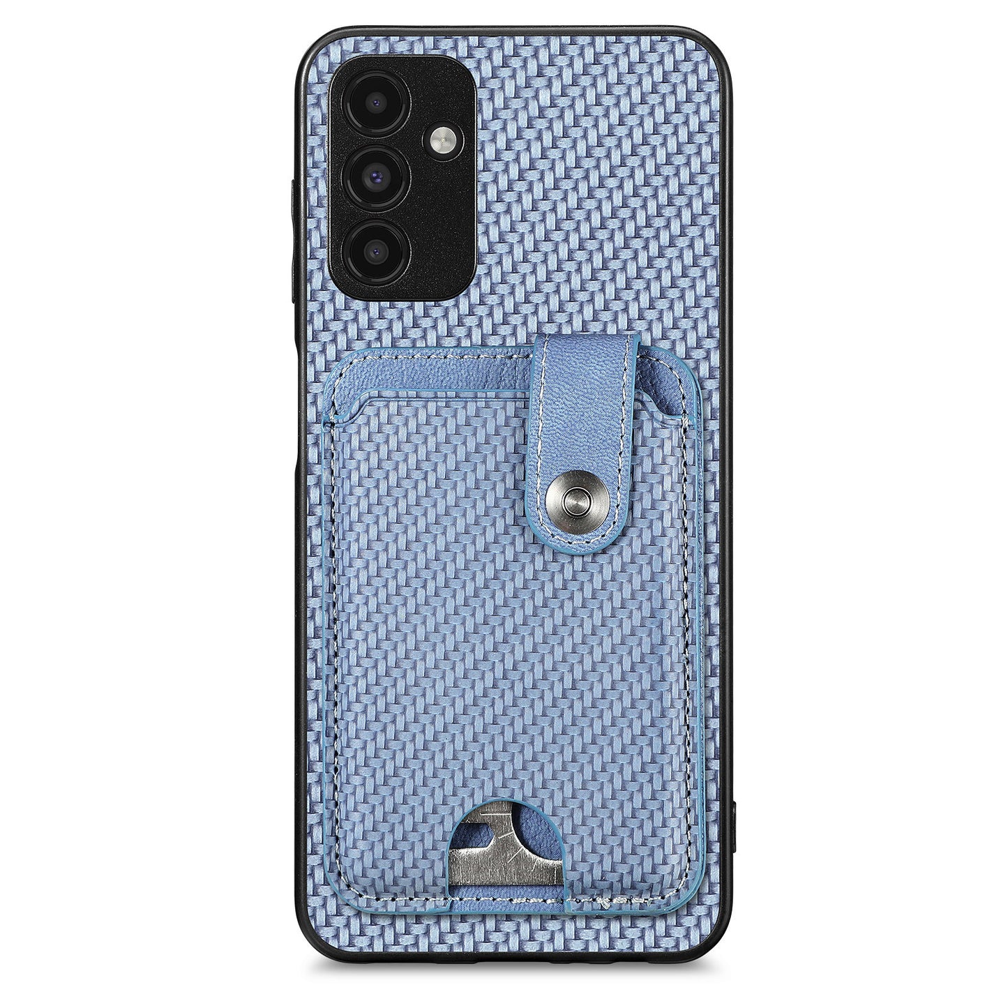 C1-06 For Samsung Galaxy A13 5G / A04s 4G (164.7 x 76.7 x 9.1 mm) Carbon Fiber Texture Phone Case with Card Knife Tool - Blue