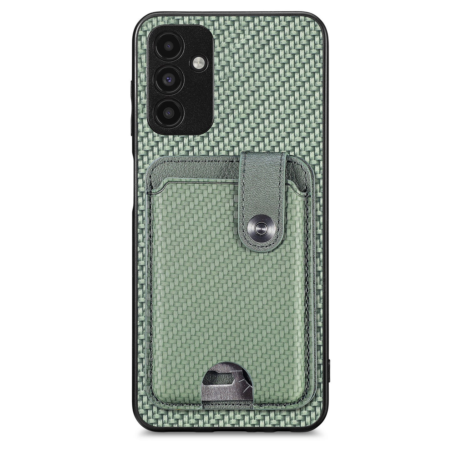 C1-06 For Samsung Galaxy A13 5G / A04s 4G (164.7 x 76.7 x 9.1 mm) Carbon Fiber Texture Phone Case with Card Knife Tool - Green