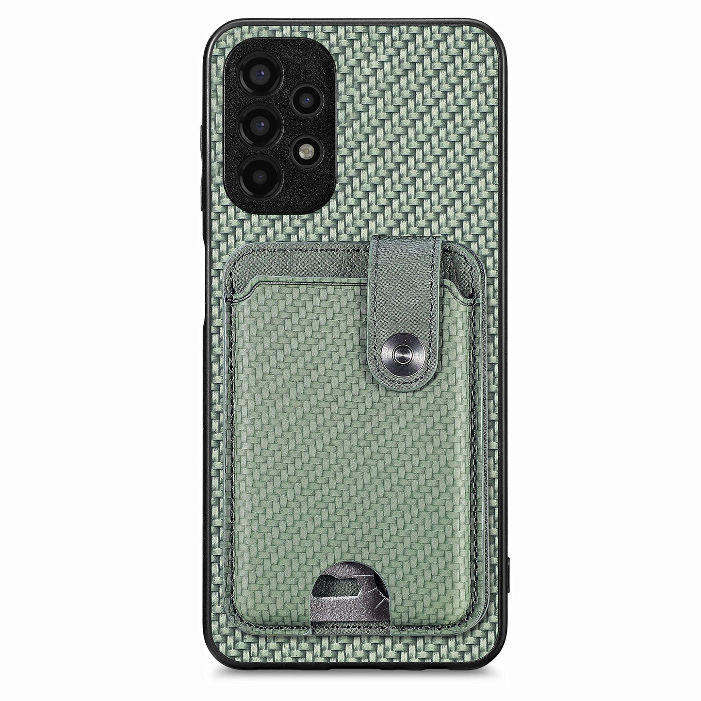 C1-06 For Samsung Galaxy A13 4G Case Carbon Fiber Texture Shockproof Phone Cover with Card Knife Tool - Green