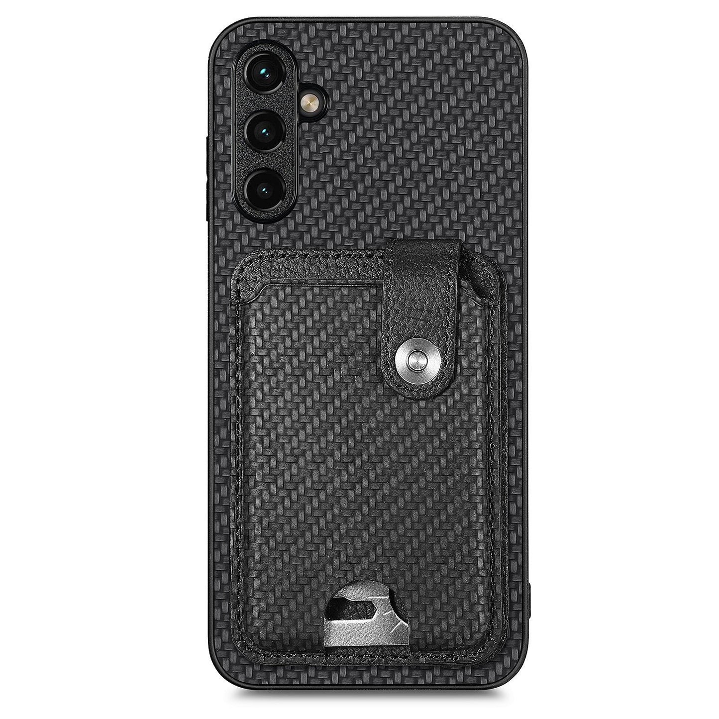 C1-06 For Samsung Galaxy A24 4G (162.1 x 77.6 x 8.3mm) Case Leather+PC+TPU Kickstand Protective Phone Cover - Black