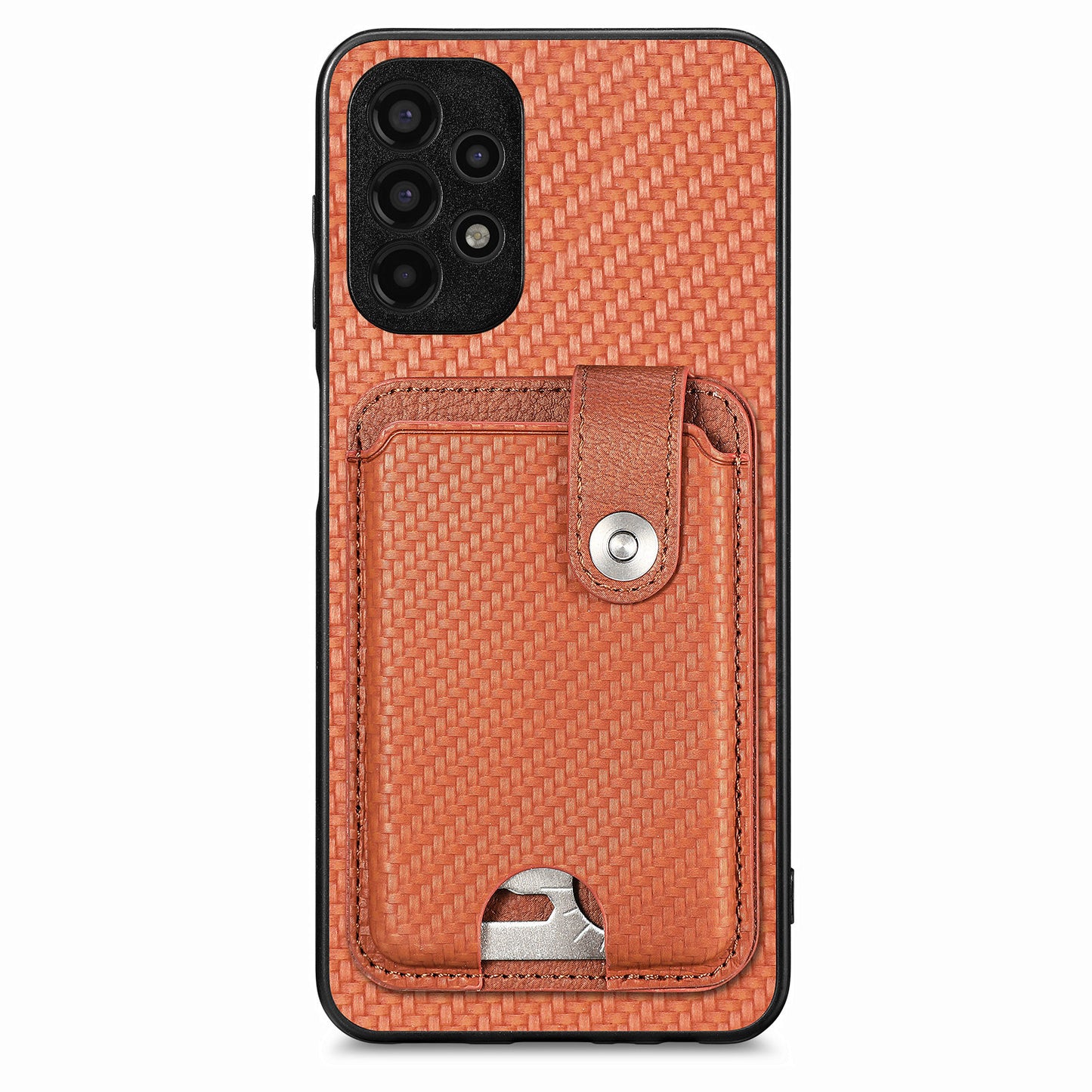 C1-06 For Samsung Galaxy A53 5G Case PU Leather Card Holder Back Cover with Card Knife - Brown