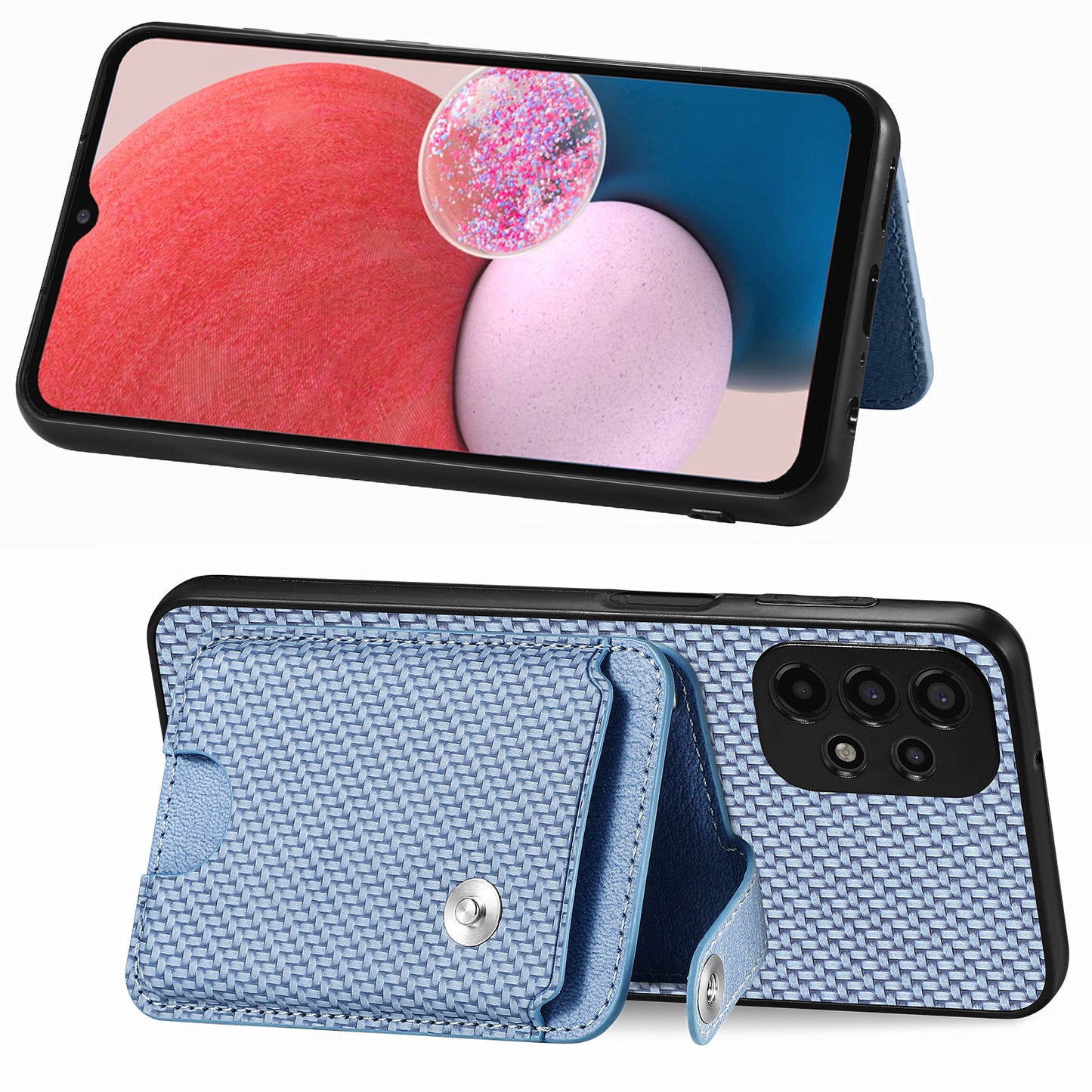 C1-06 For Samsung Galaxy A53 5G Case PU Leather Card Holder Back Cover with Card Knife - Khaki