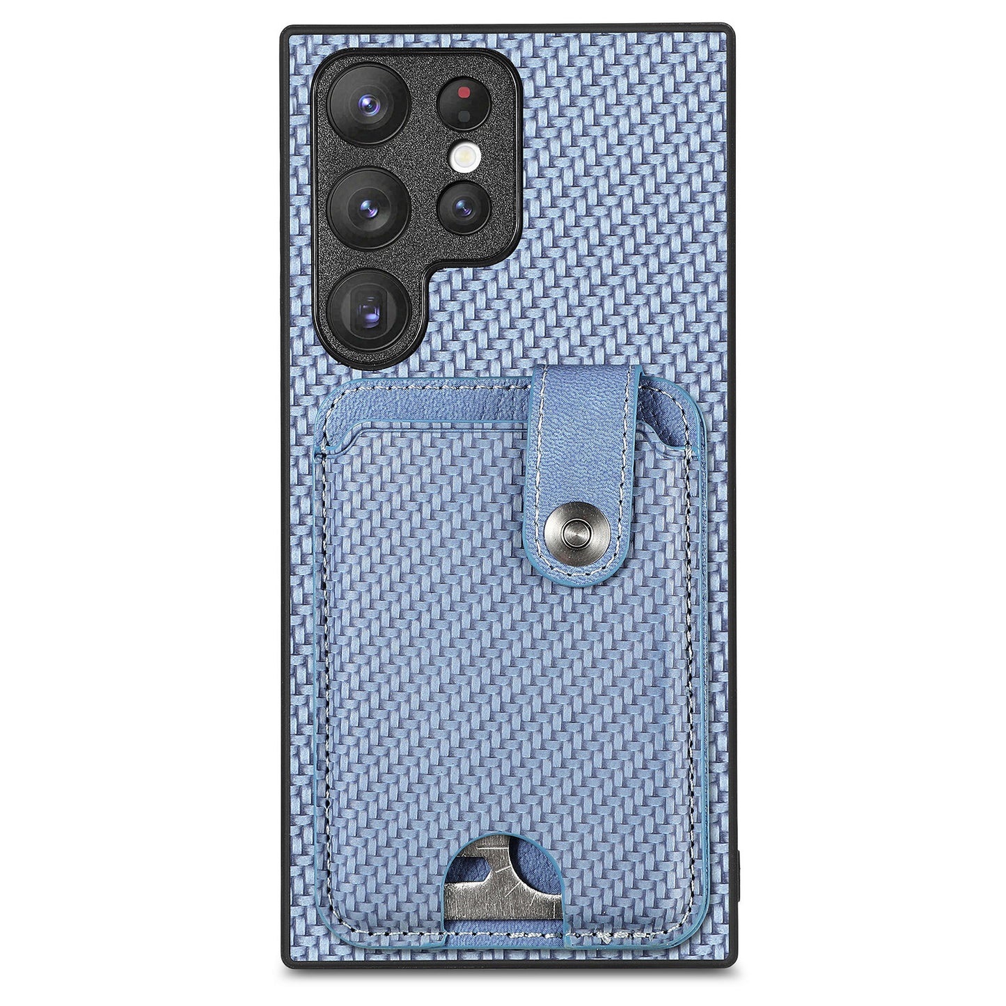 C1-06 For Samsung Galaxy S23 Ultra Phone Case with Card Knife Card Slots Leather Back Cover - Blue