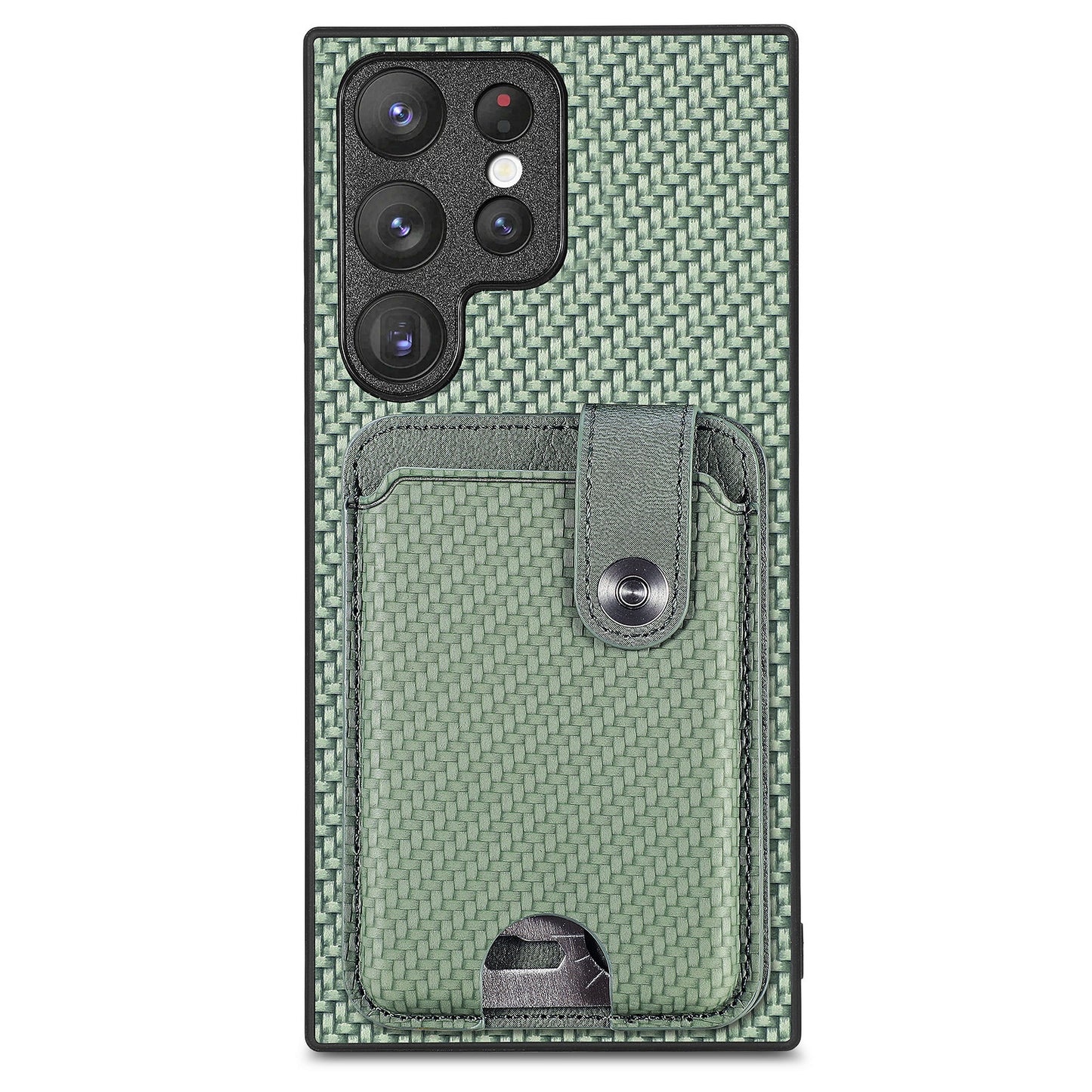 C1-06 For Samsung Galaxy S23 Ultra Phone Case with Card Knife Card Slots Leather Back Cover - Green