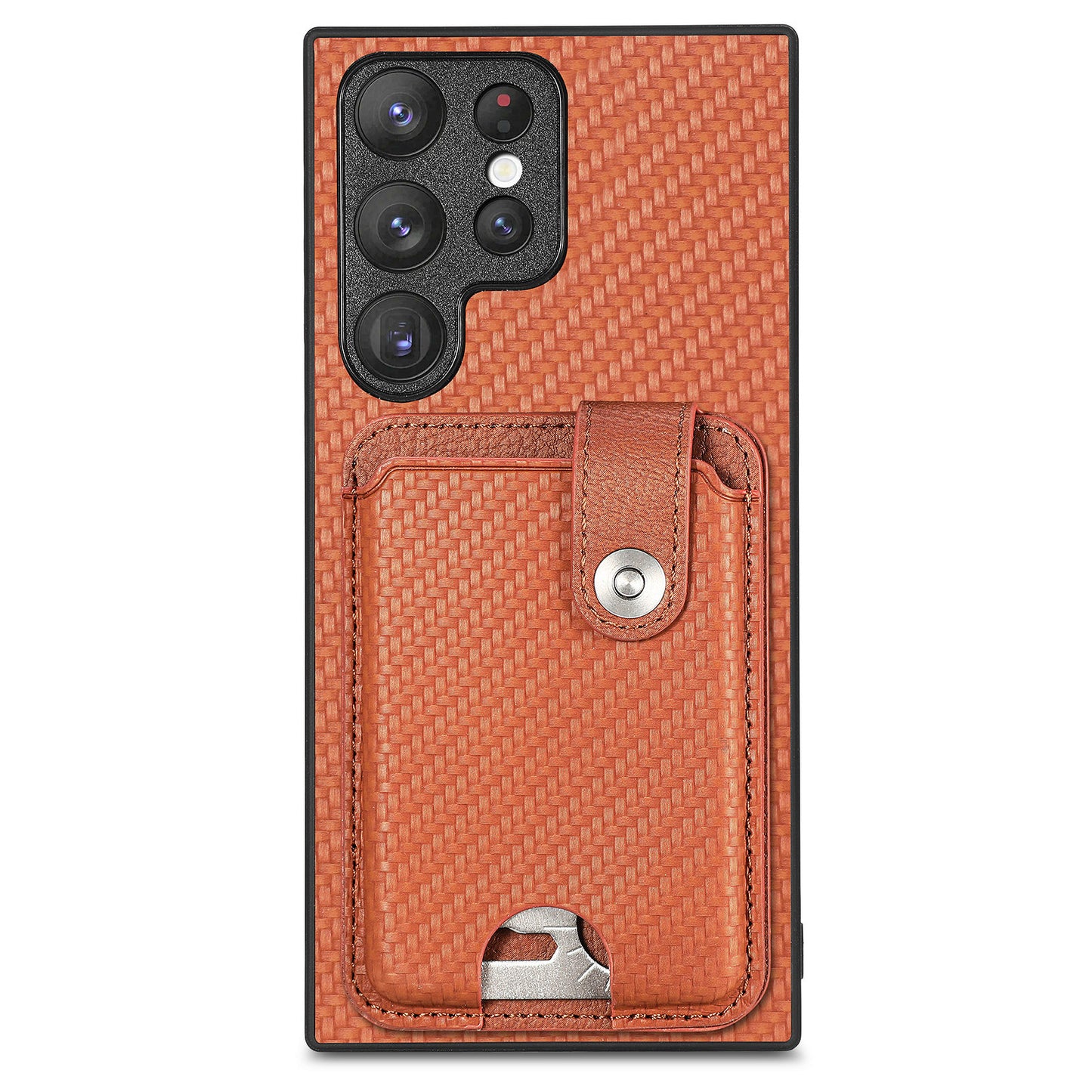 C1-06 For Samsung Galaxy S23 Ultra Phone Case with Card Knife Card Slots Leather Back Cover - Brown