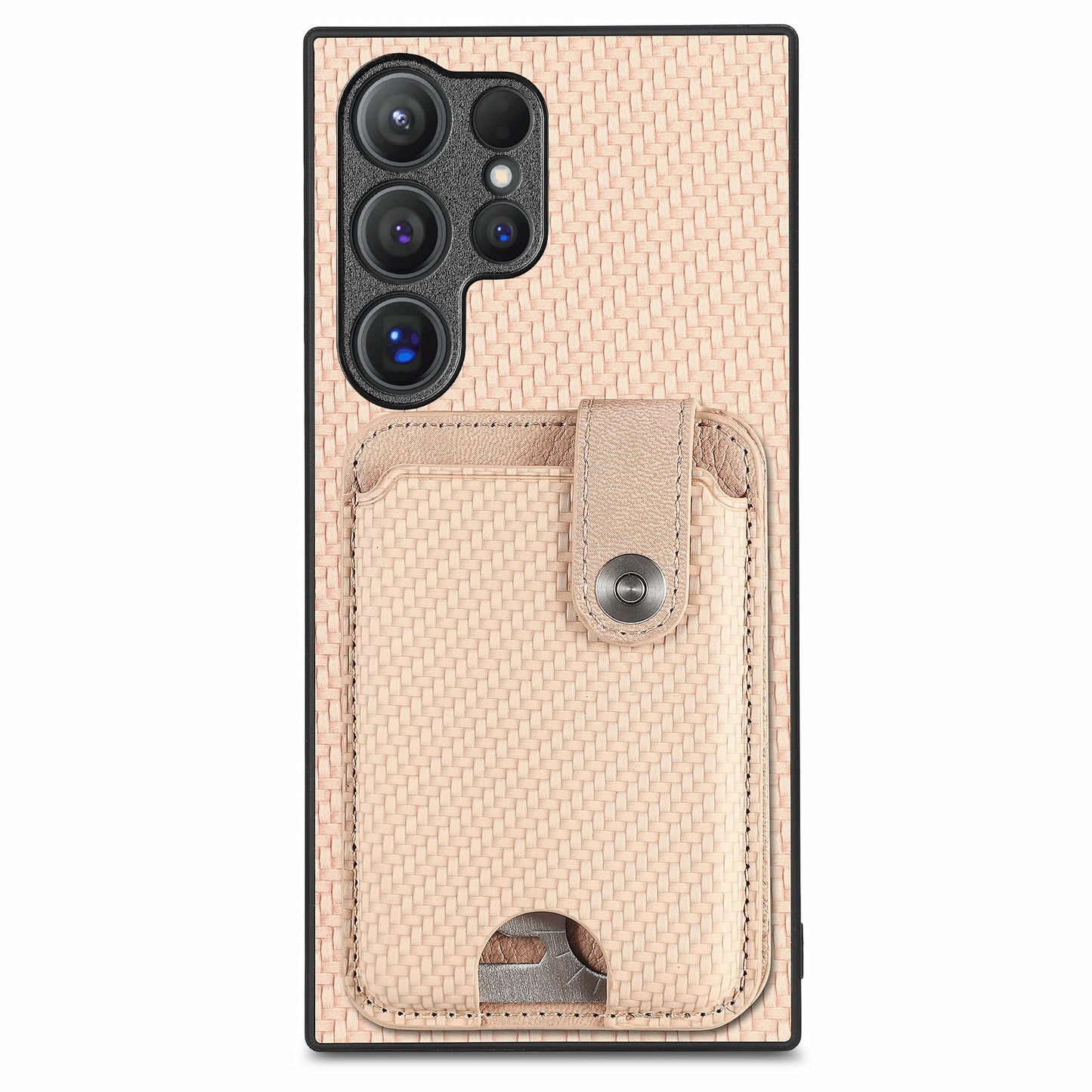 C1-06 For Samsung Galaxy S24 Ultra Case Leather Coated PC+TPU Card Slots Cover with Card Knife Khaki - Khaki