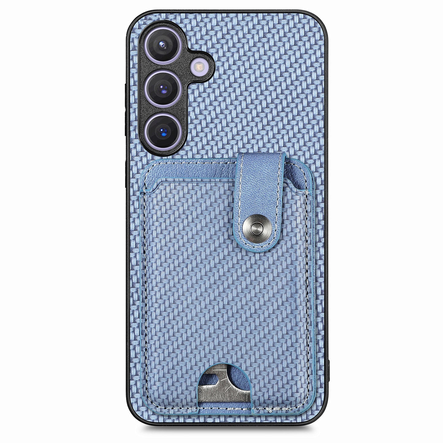 C1-06 For Samsung Galaxy S24 Case Card Slots Kickstand Phone Cover with Card Knife Tool - Blue