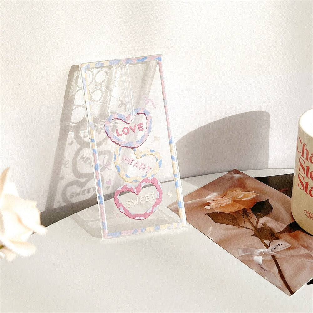 For Samsung Galaxy S24 Ultra Case Love Heart Pattern TPU Phone Cover - Border Love
