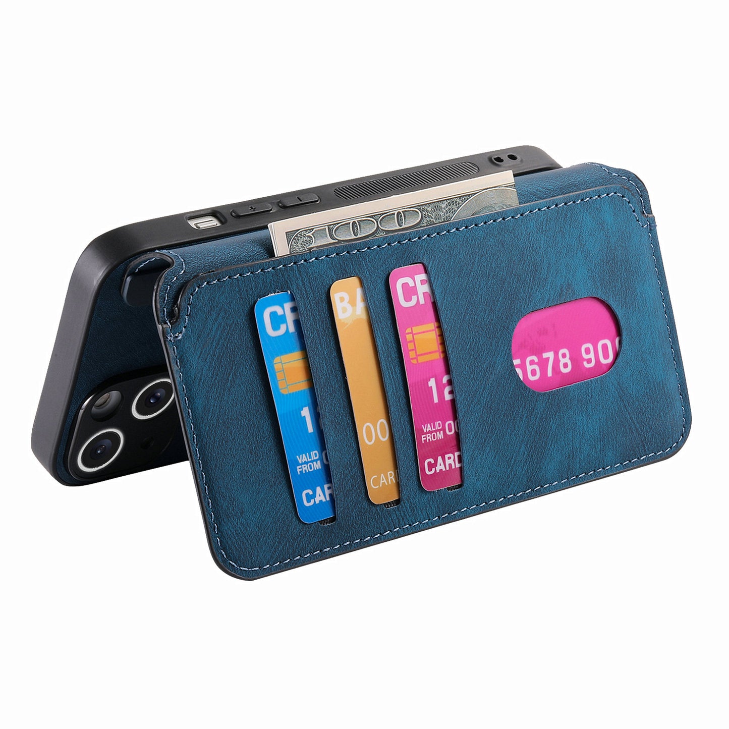 CASENEO MW-03 For Samsung Galaxy S24 Ultra Case Retro Leather Coated TPU Phone Cover 2 in 1 Detachable - Dark Blue