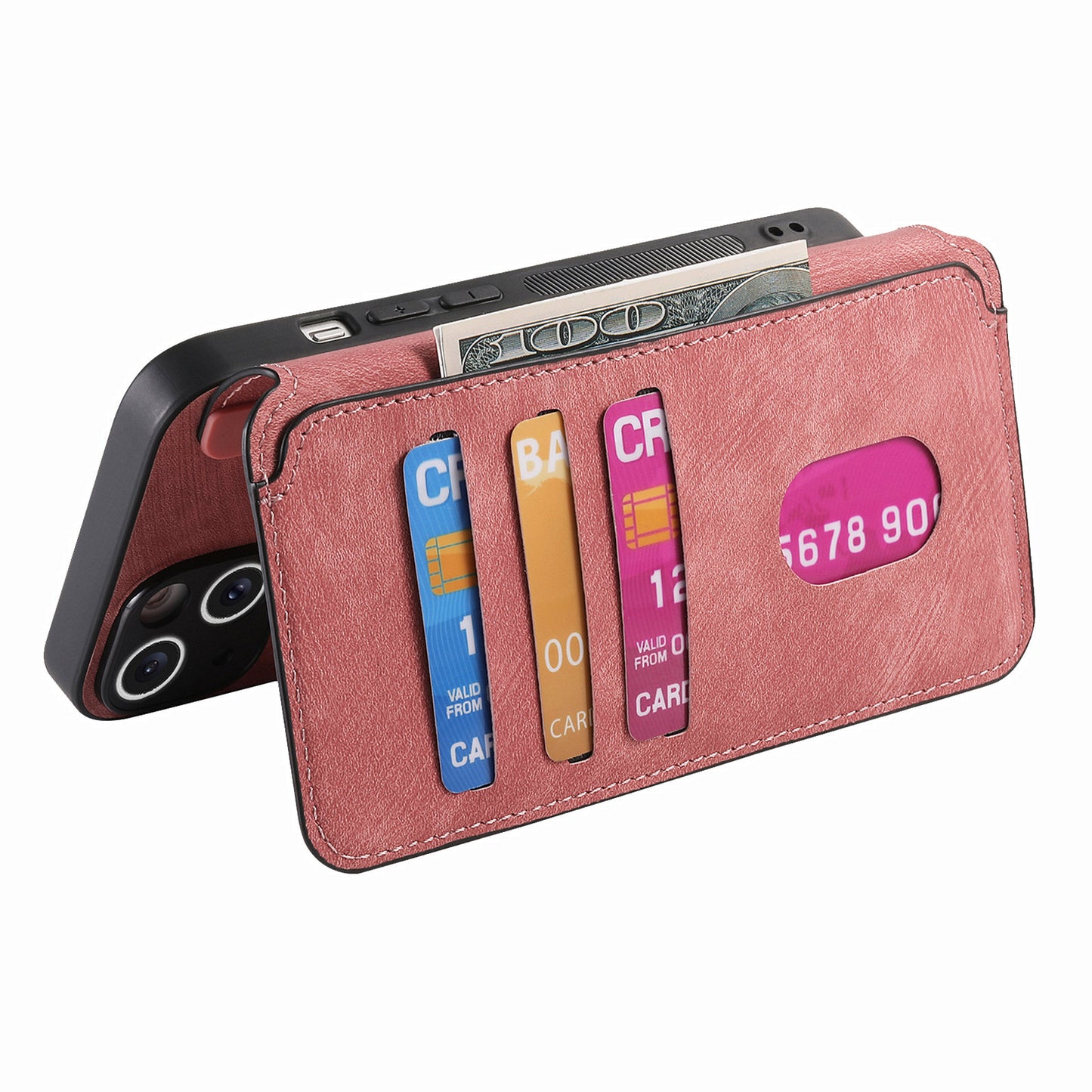 CASENEO MW-03 For Samsung Galaxy S24 Ultra Case Retro Leather Coated TPU Phone Cover 2 in 1 Detachable - Pink