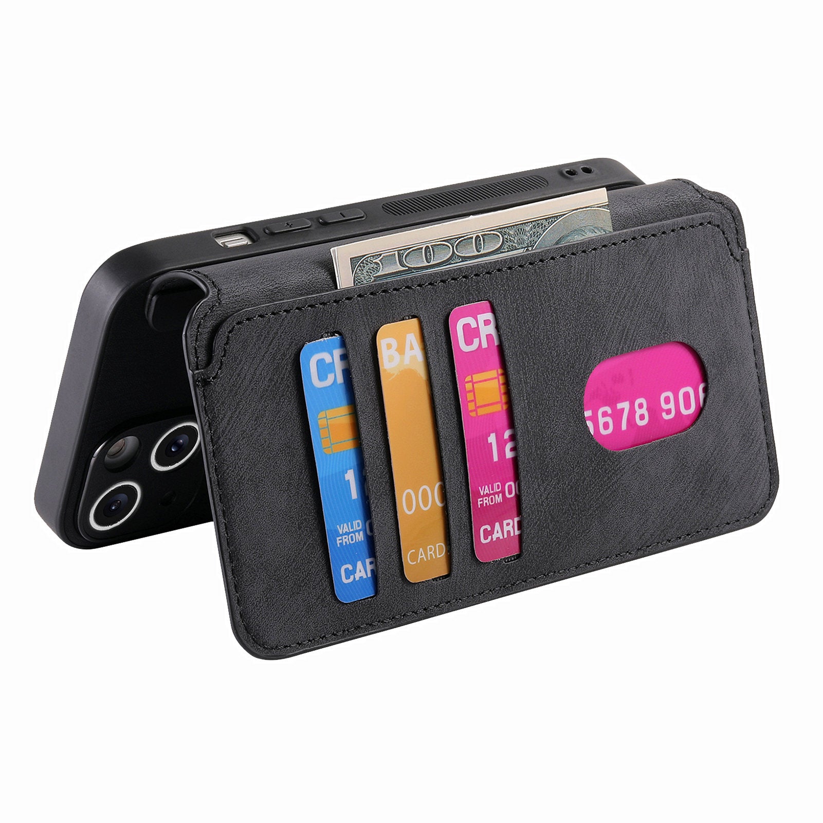CASENEO MW-03 For Samsung Galaxy S24 Wallet Case Leather+TPU Magnetic Detachable Phone Cover - Black