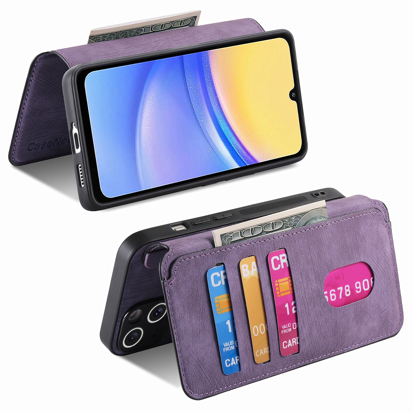 CASENEO MW-03 For Samsung Galaxy A25 5G (Global) (161.0 x 76.5 x 8.3mm) Case Detachable Magnetic Leather Cell Phone Back Cover - Purple