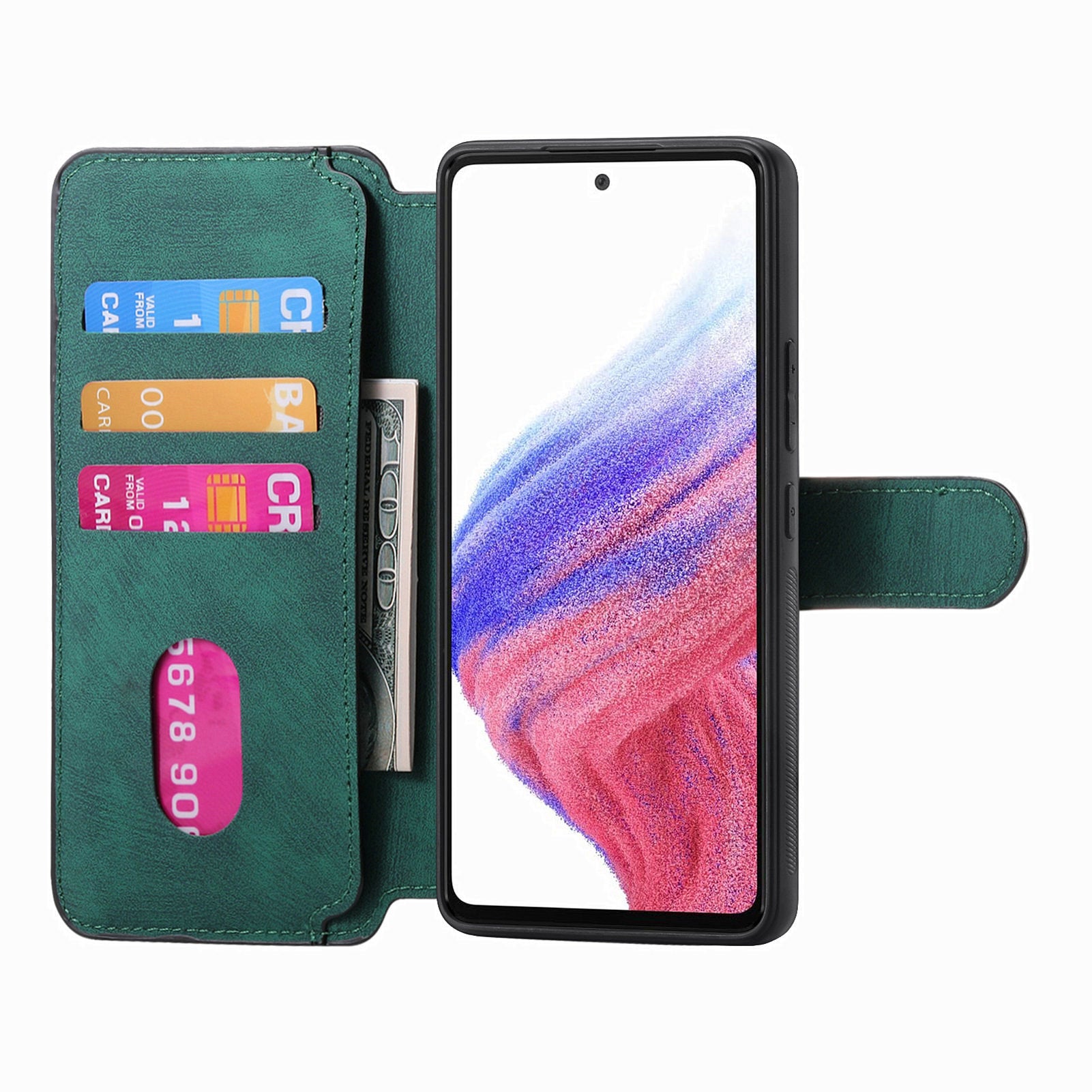 CASENEO MW-03 For Samsung Galaxy A53 5G Case Retro Leather Detachable Magnetic Wallet Back Cover - Green