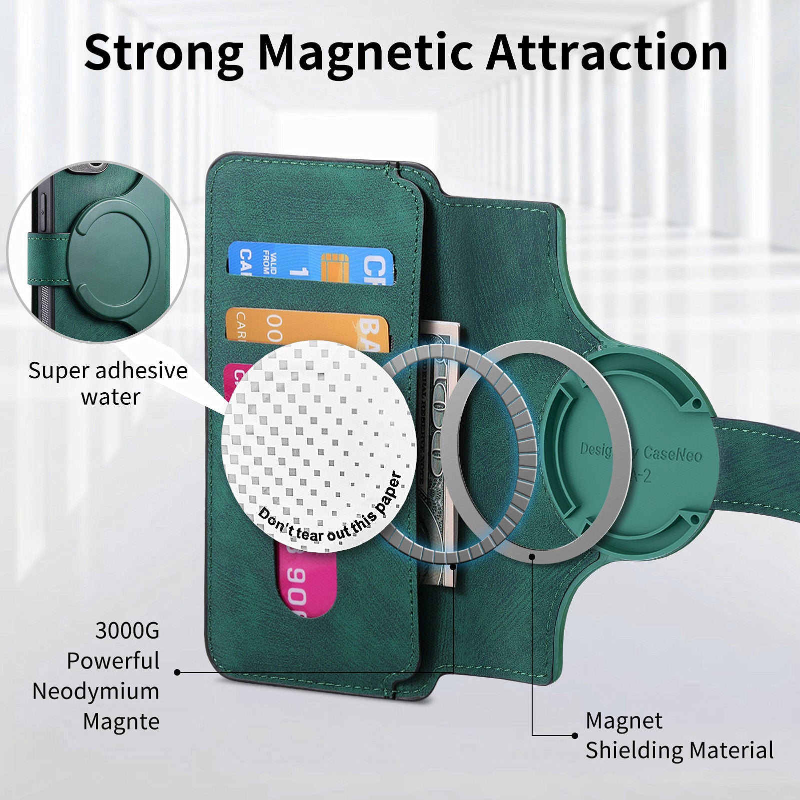 CASENEO MW-03 For Samsung Galaxy A53 5G Case Retro Leather Detachable Magnetic Wallet Back Cover - Green