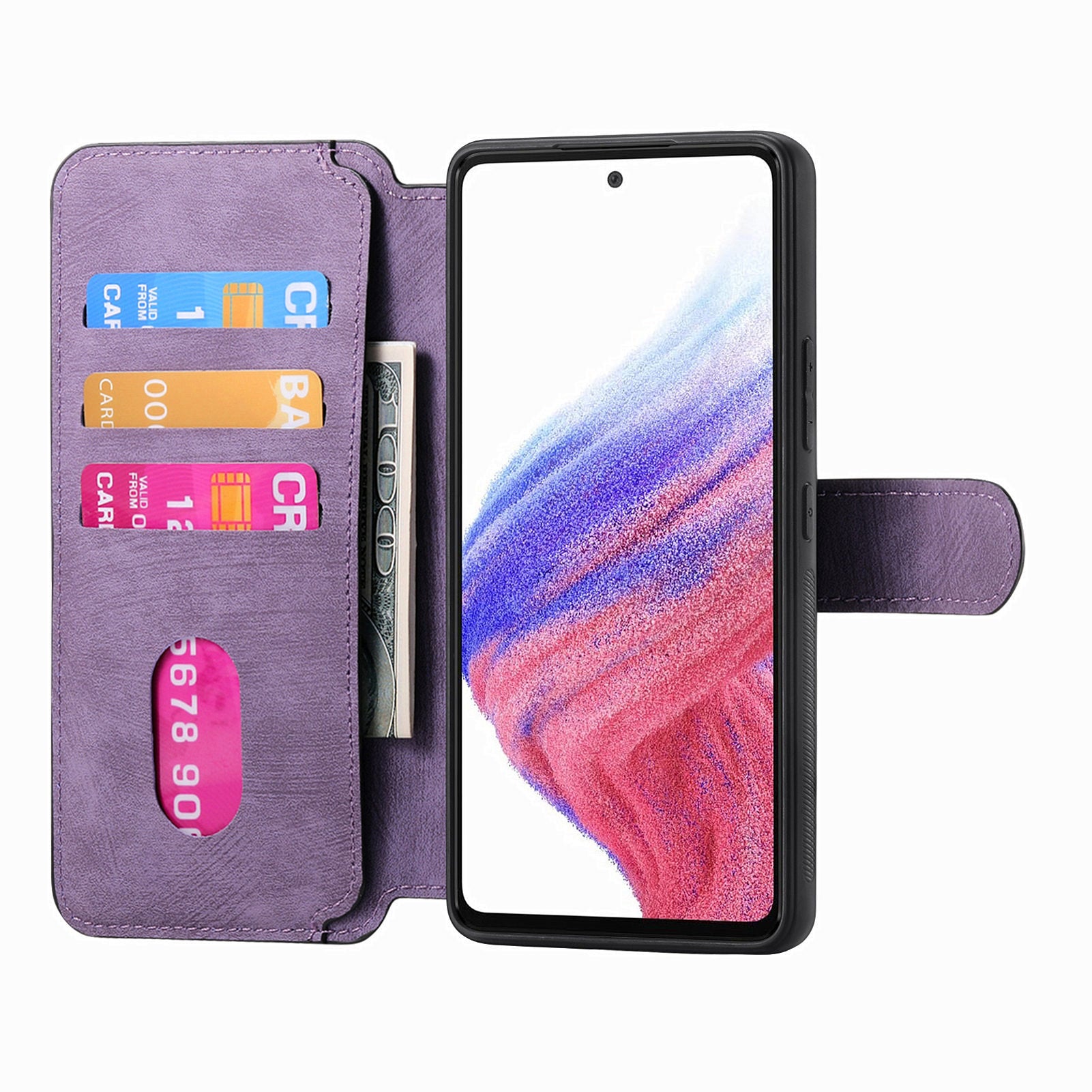 CASENEO MW-03 For Samsung Galaxy A53 5G Case Retro Leather Detachable Magnetic Wallet Back Cover - Purple