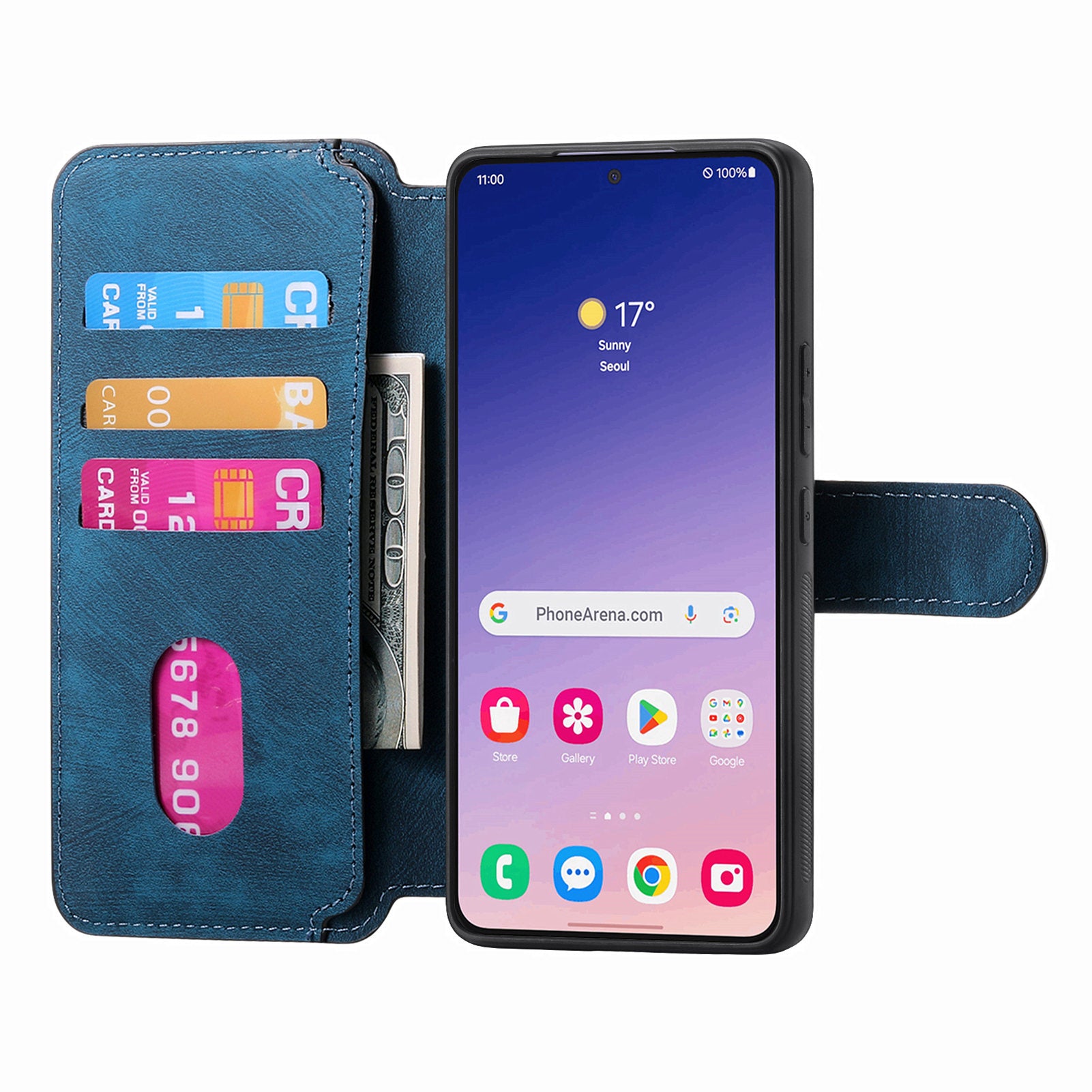 CASENEO MW-03 For Samsung Galaxy S24+ Case RFID Blocking Leather+TPU Detachable Phone Cover - Dark Blue