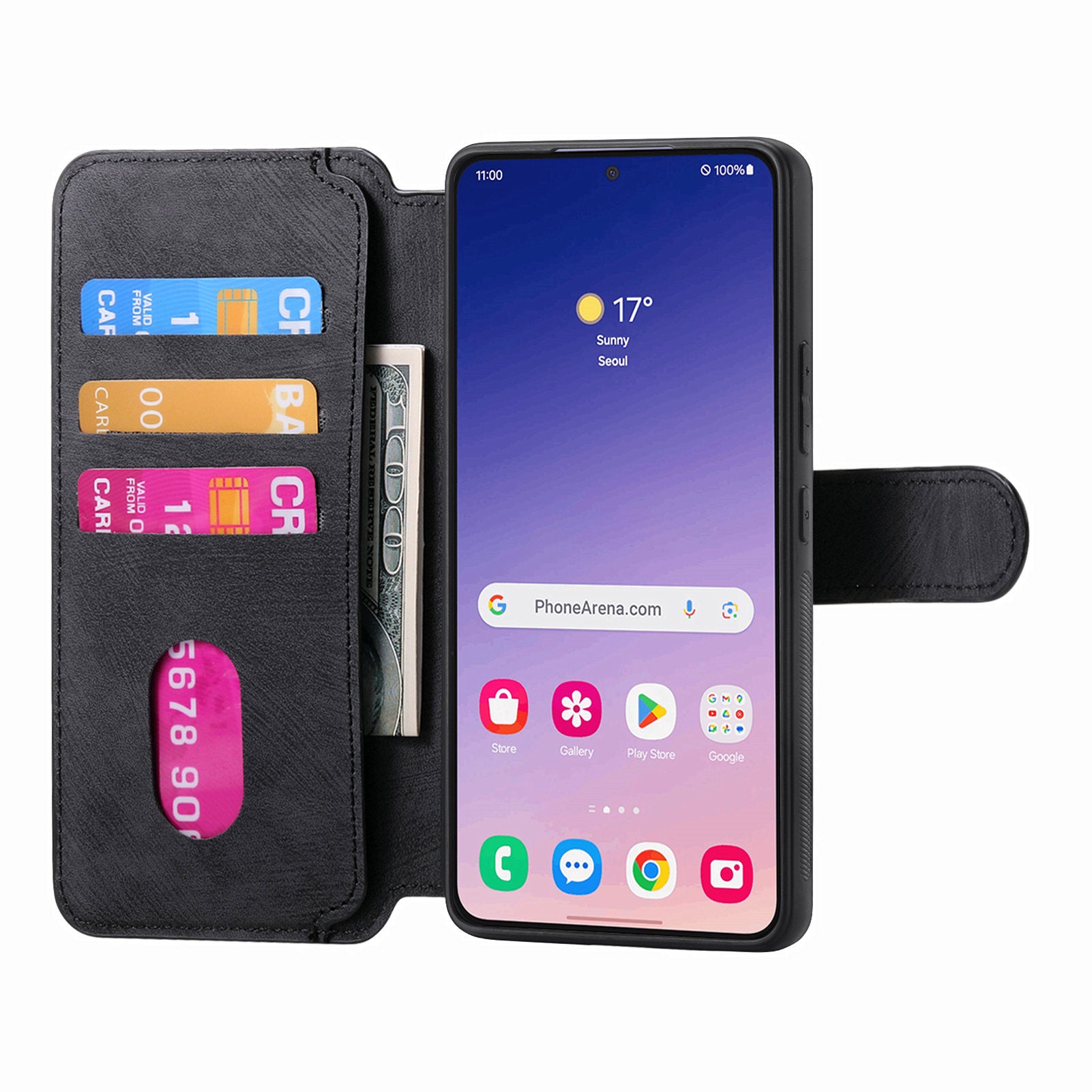 CASENEO MW-03 For Samsung Galaxy S24+ Case RFID Blocking Leather+TPU Detachable Phone Cover - Black