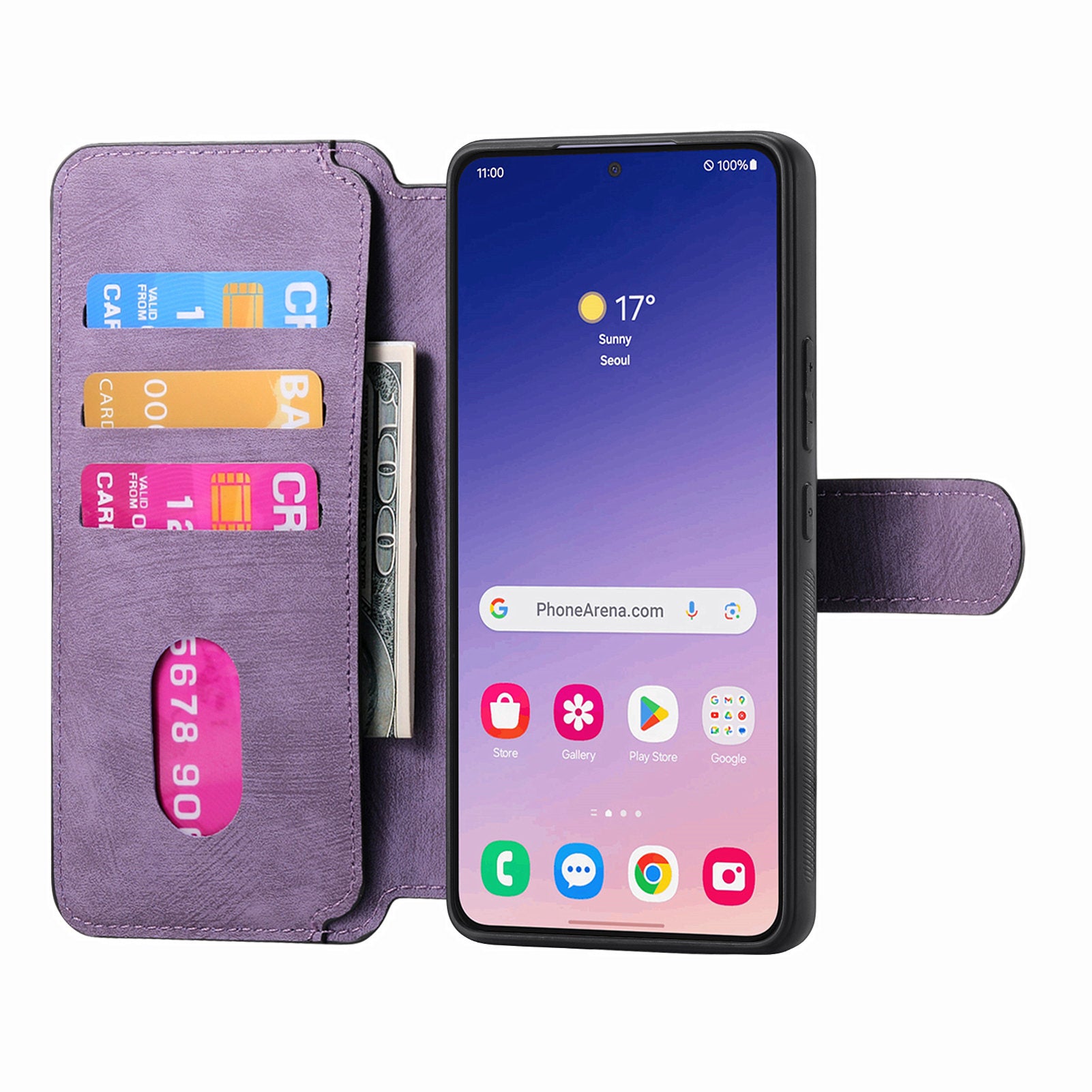 CASENEO MW-03 For Samsung Galaxy S24+ Case RFID Blocking Leather+TPU Detachable Phone Cover - Purple