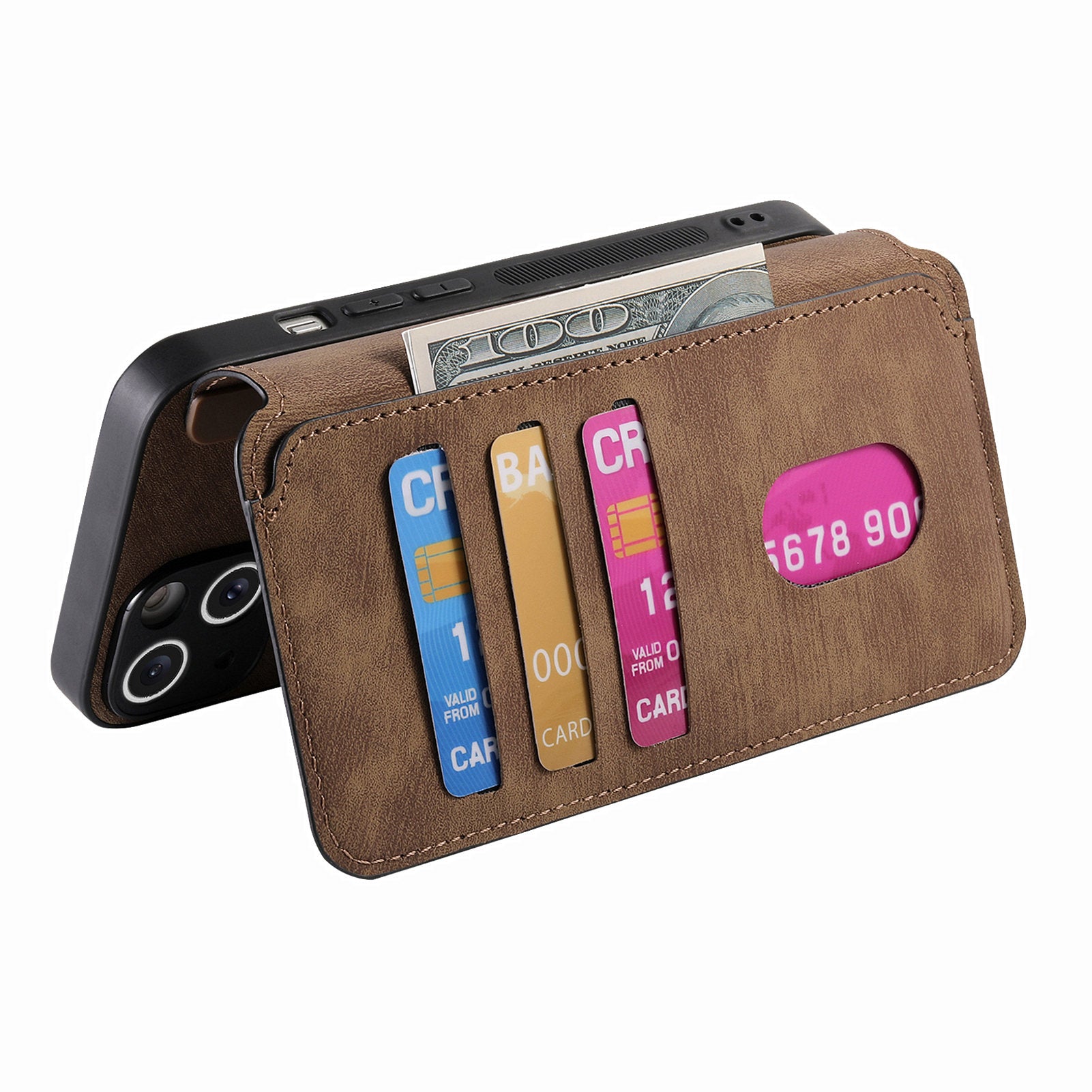 CASENEO MW-03 For Samsung Galaxy A15 4G / 5G Case Retro Leather Stand RFID Blocking Detachable Phone Cover - Brown