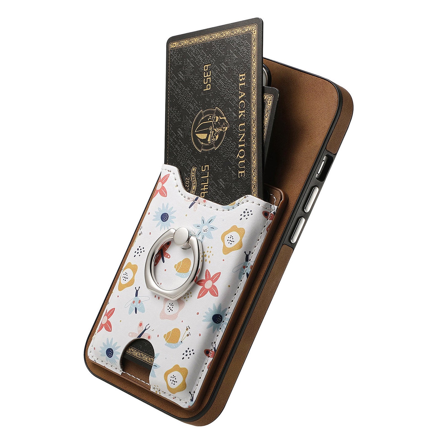 E4 for Samsung Galaxy S21 FE 5G Case Kickstand Leather Coated TPU Pattern Back Cover - Brown