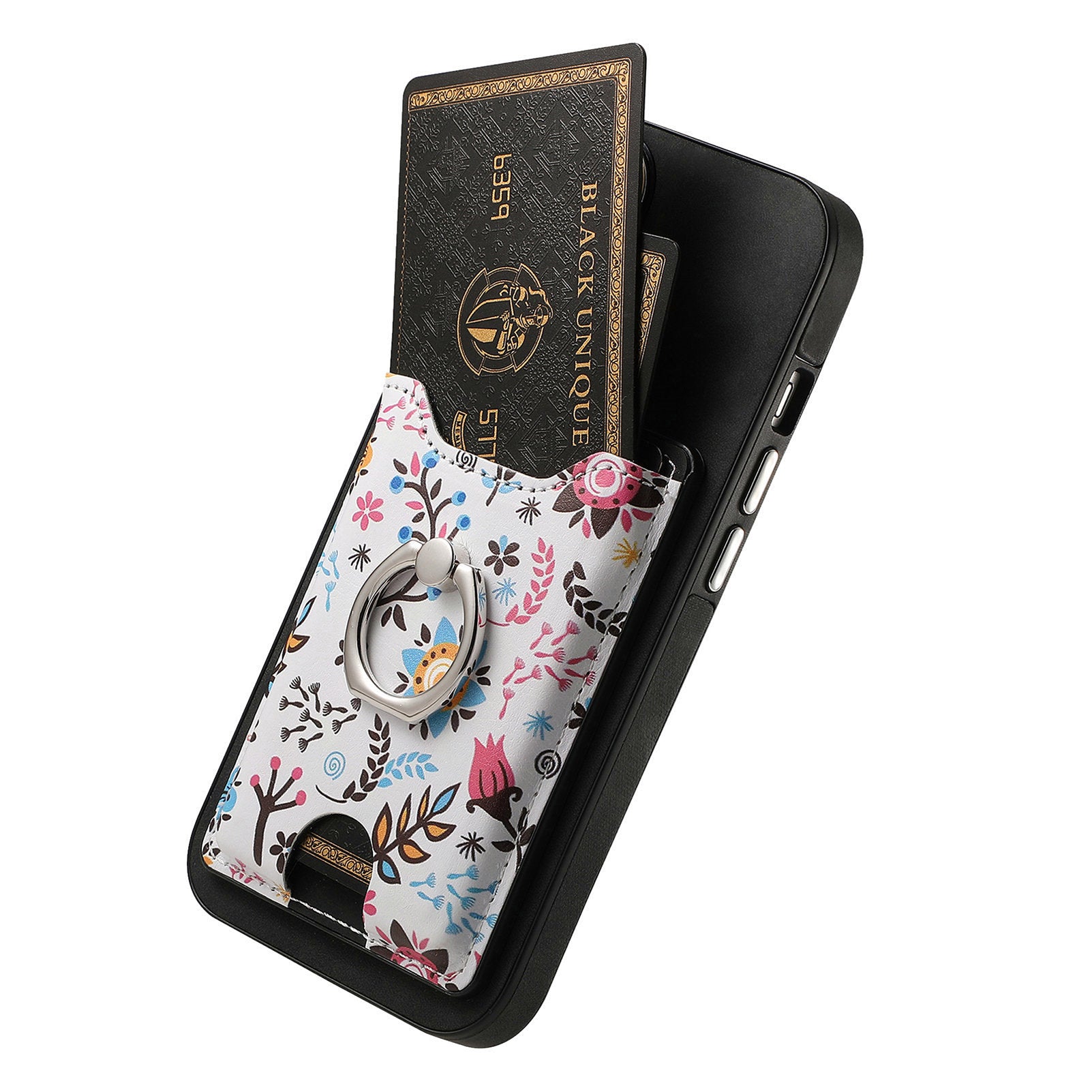 E4 for Samsung Galaxy S21 FE 5G Case Kickstand Leather Coated TPU Pattern Back Cover - Black
