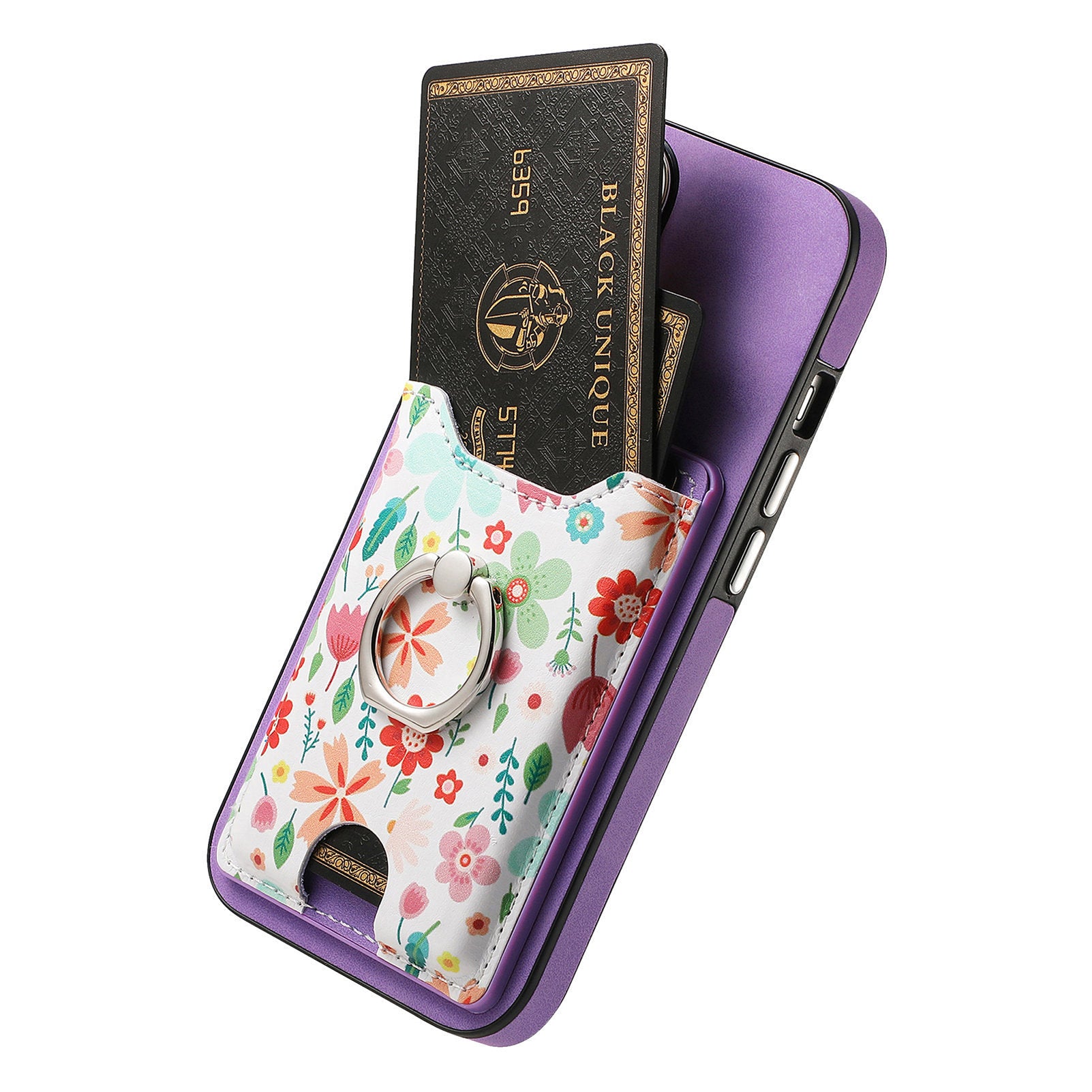 E4 for Samsung Galaxy S21 FE 5G Case Kickstand Leather Coated TPU Pattern Back Cover - Purple